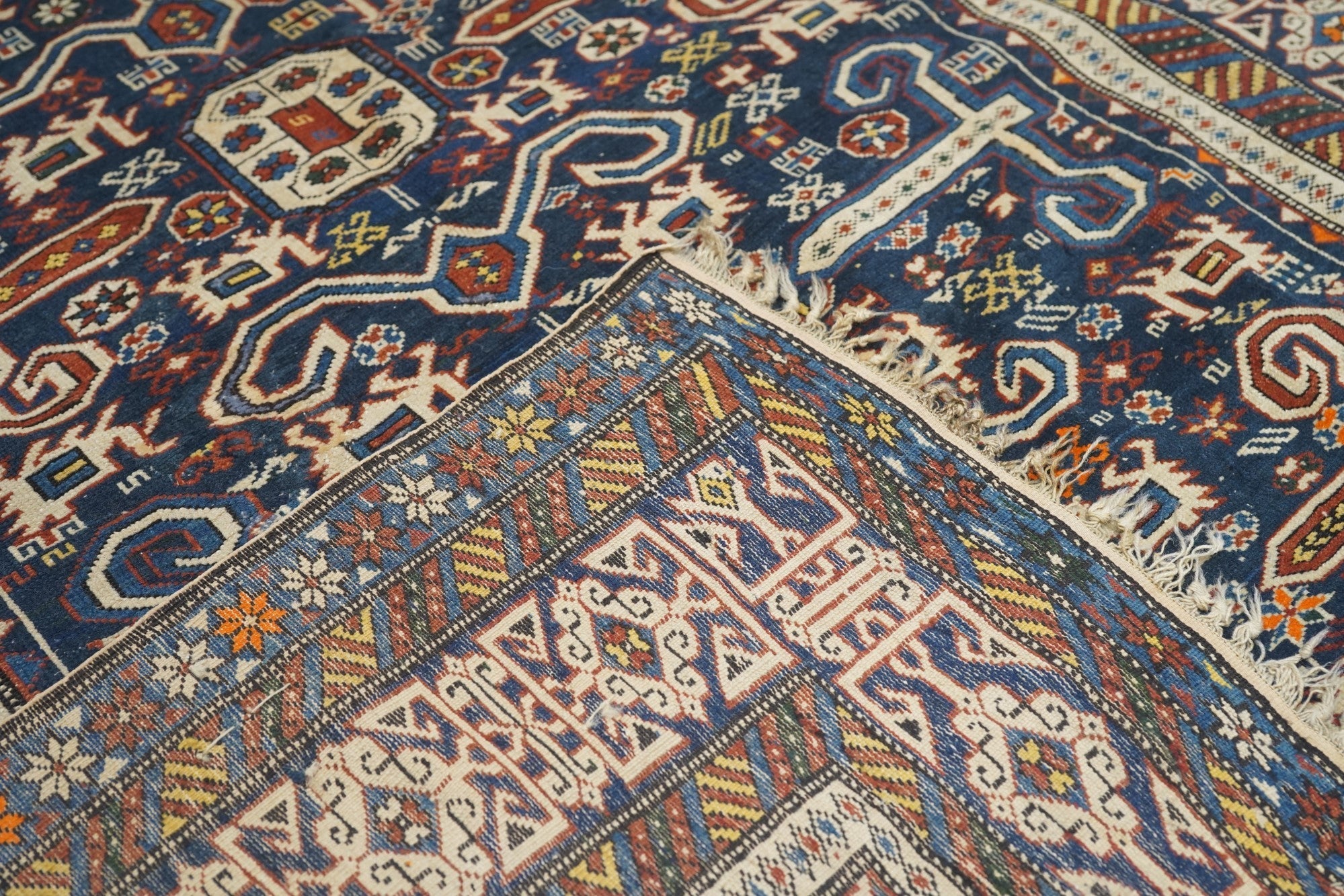 Antique Caucasian Perpedil Rug 4'2'' x 5'2''