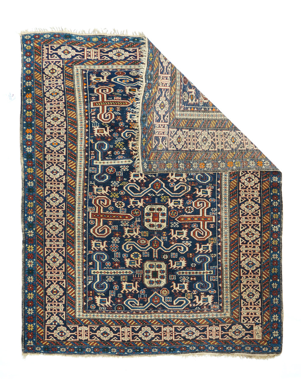 Antique Caucasian Perpedil Rug 4'2'' x 5'2''