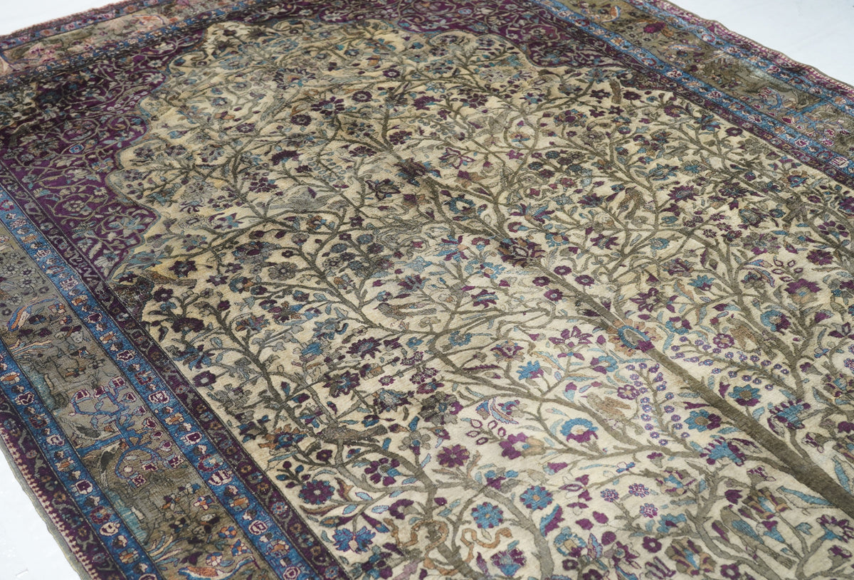 Extremely Fine Antique Silk Kashan Rug 6'6'' x 9'8''