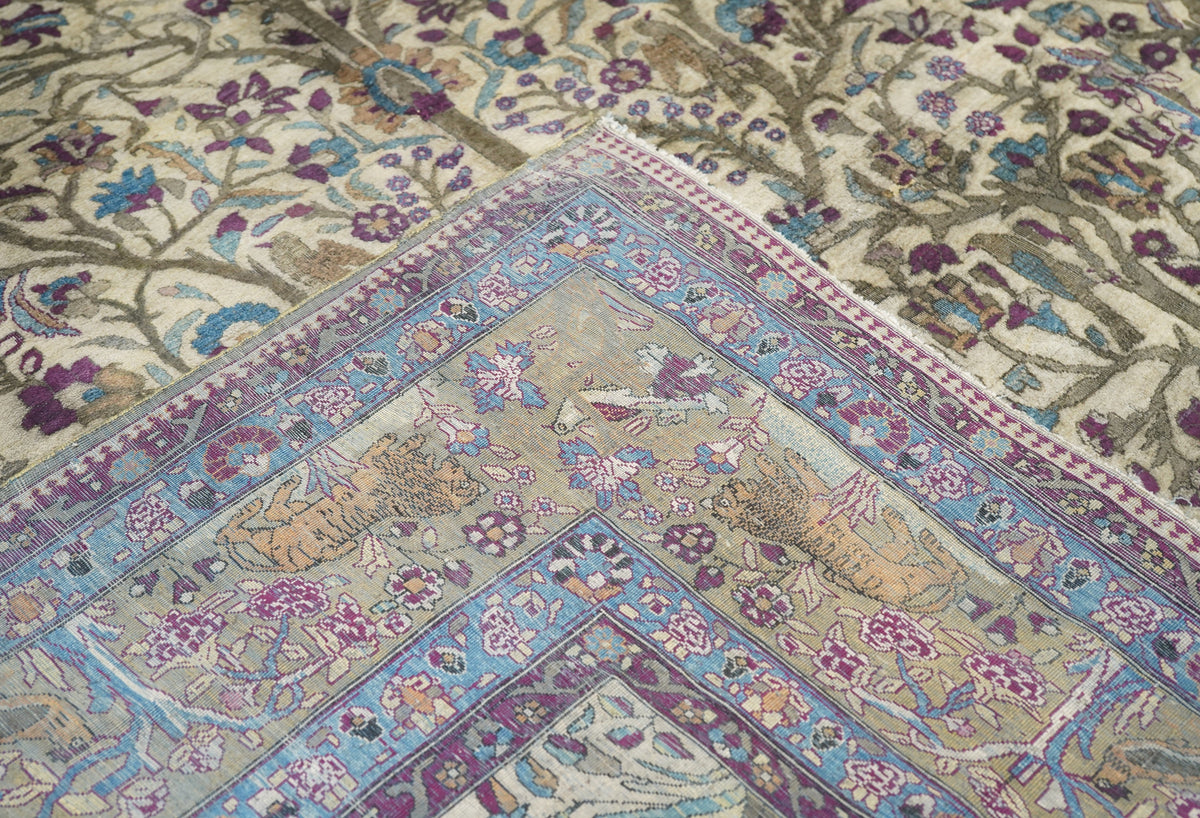 Extremely Fine Antique Silk Kashan Rug 6'6'' x 9'8''