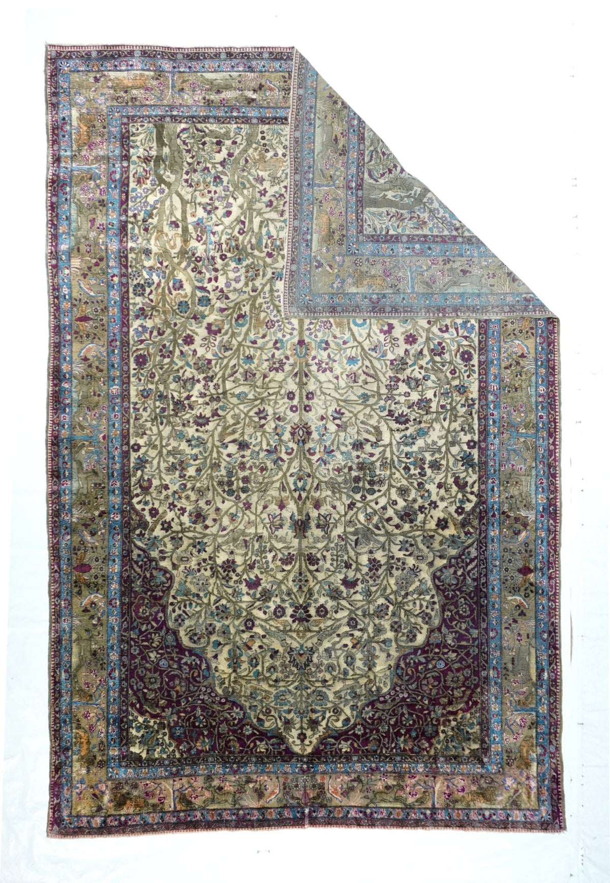 Extremely Fine Antique Silk Kashan Rug 6'6'' x 9'8''