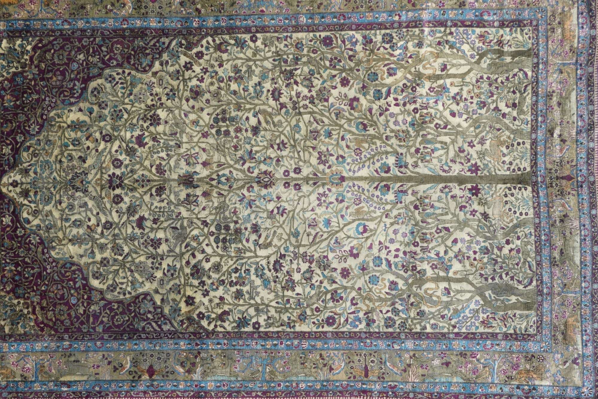 Extremely Fine Antique Silk Kashan Rug 6'6'' x 9'8''