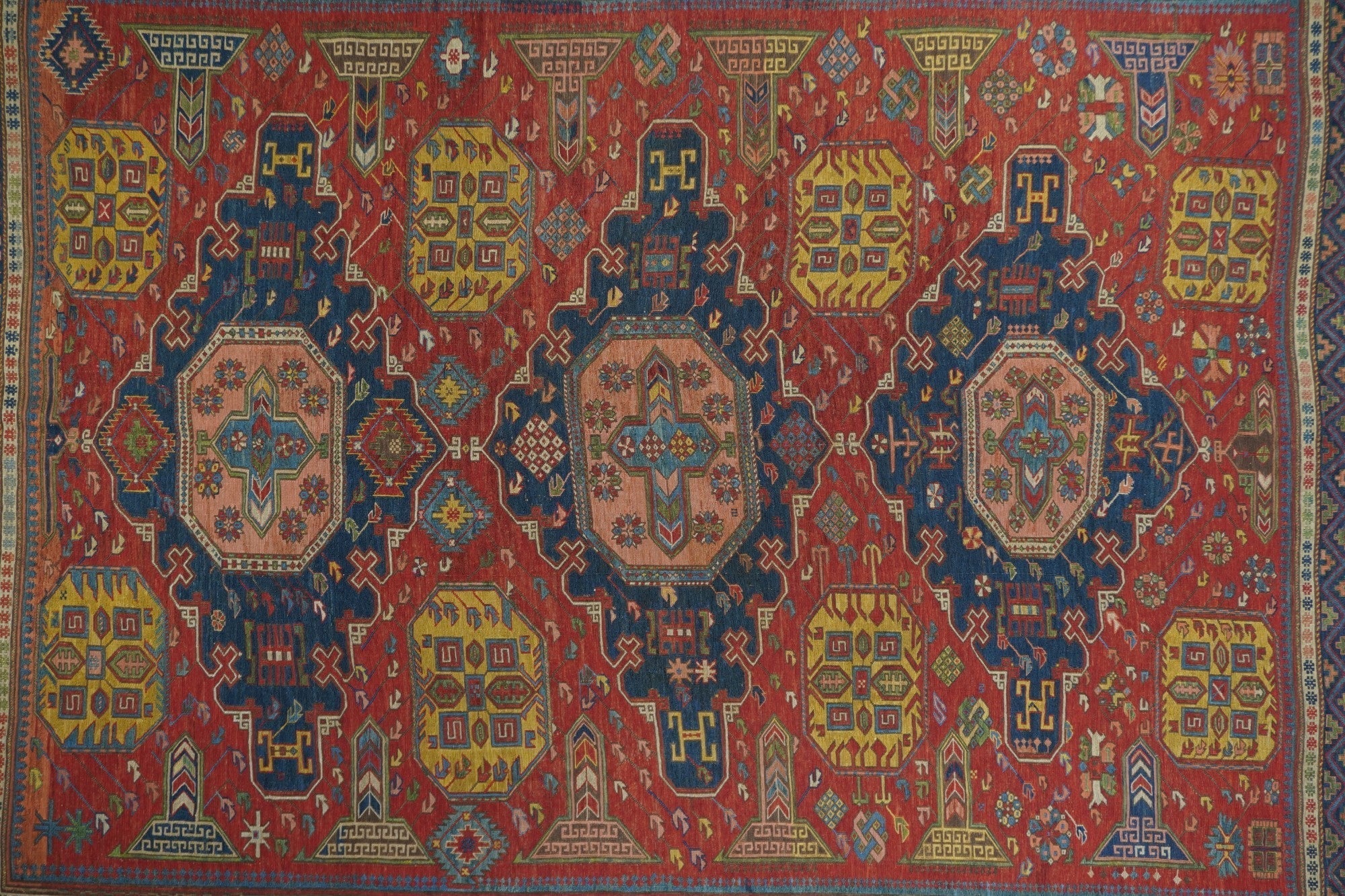 Antique Caucasian Sumak Rug 7'9'' x 9'4''