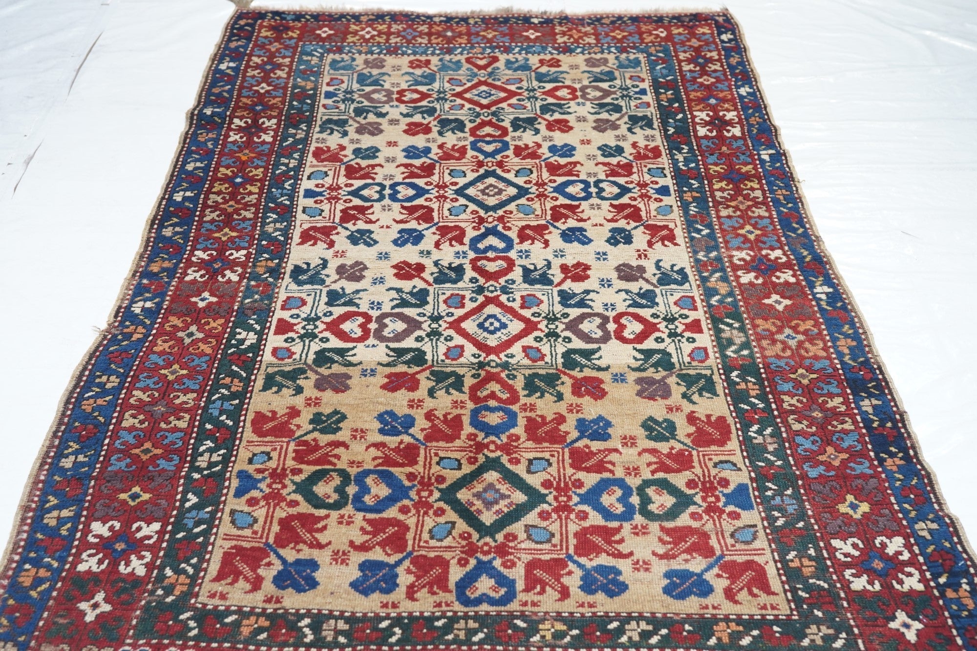 Antique Caucasian Kazak Rug 4'4'' x 7'7''