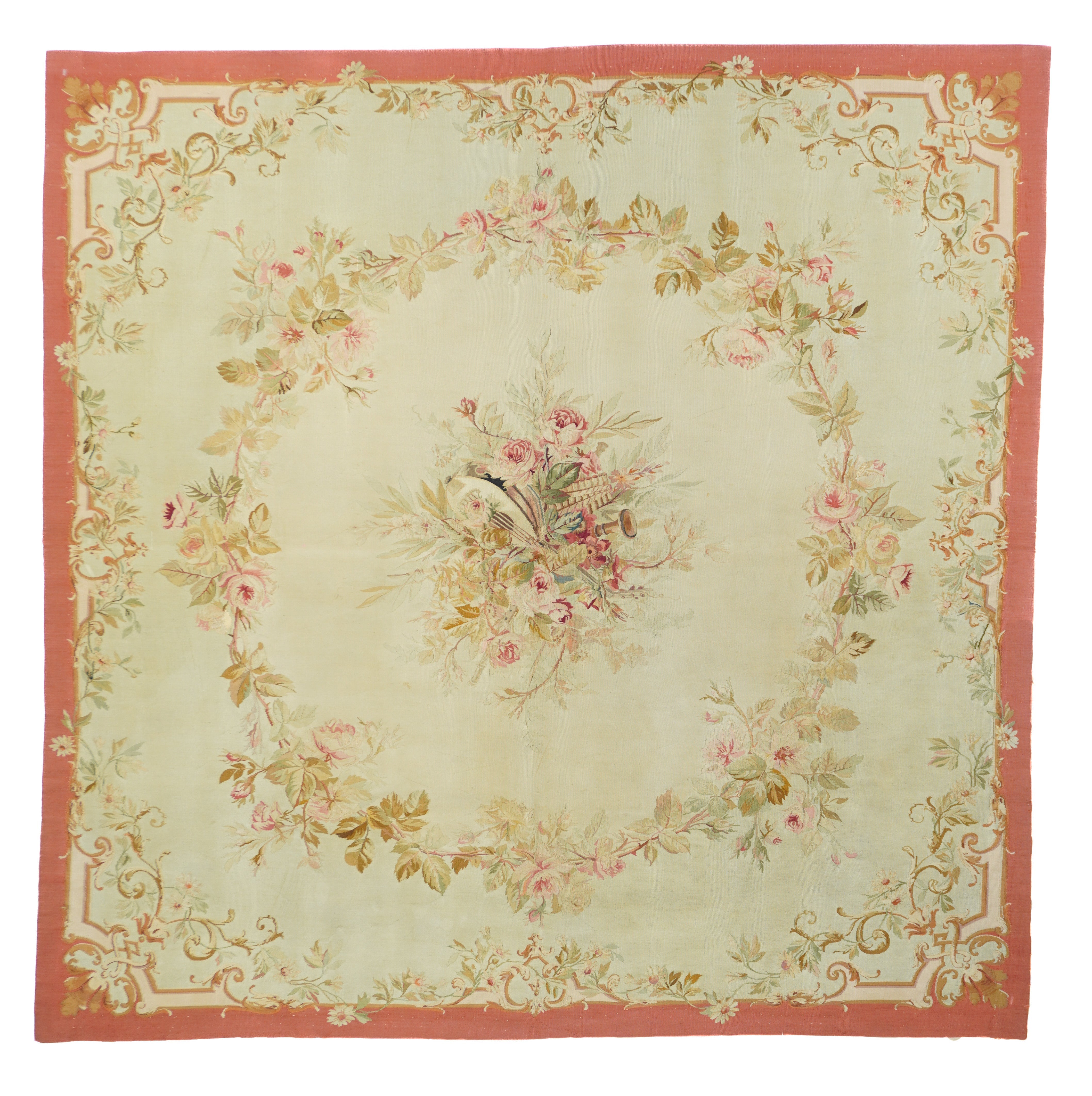 Antique Aubusson Rug 5'0'' x 5'0''