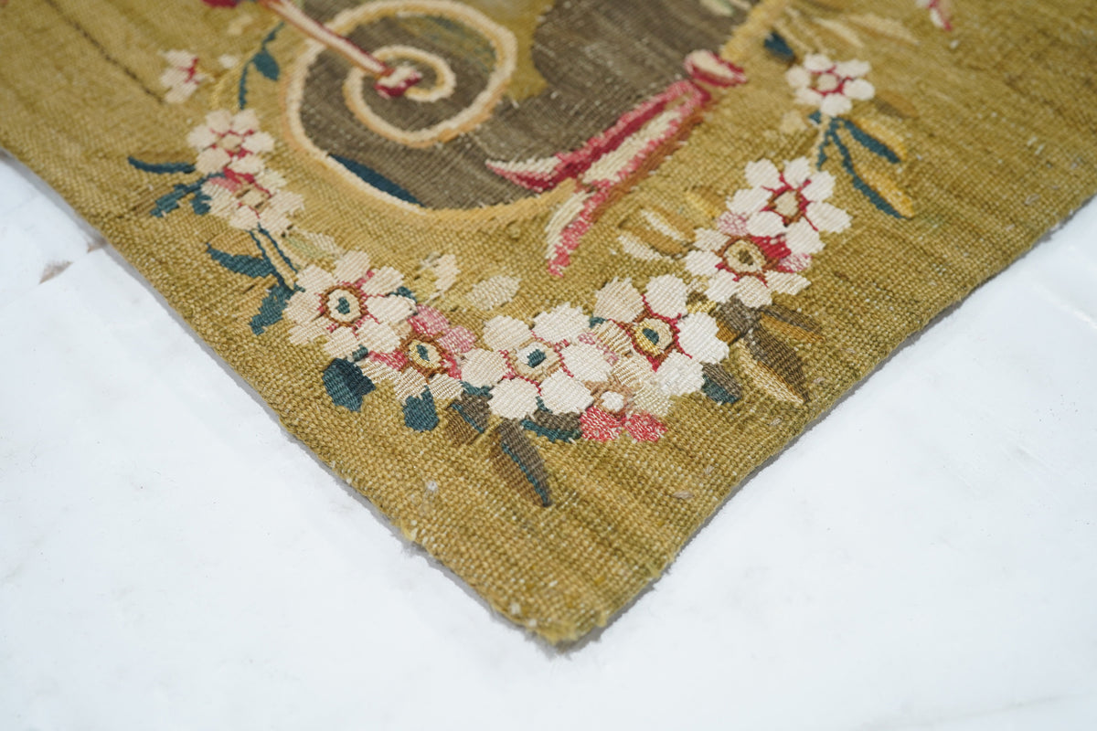 Antique Aubusson Design Tapestry 2'7'' x 2'9''