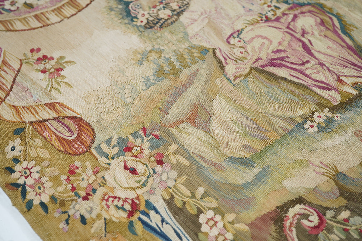 Antique Aubusson Design Tapestry 2'7'' x 2'9''