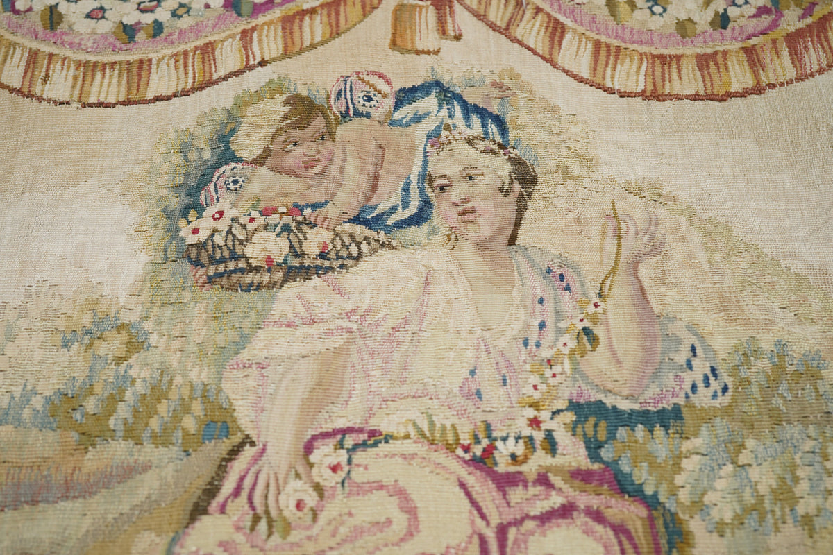 Antique Aubusson Design Tapestry 2'7'' x 2'9''