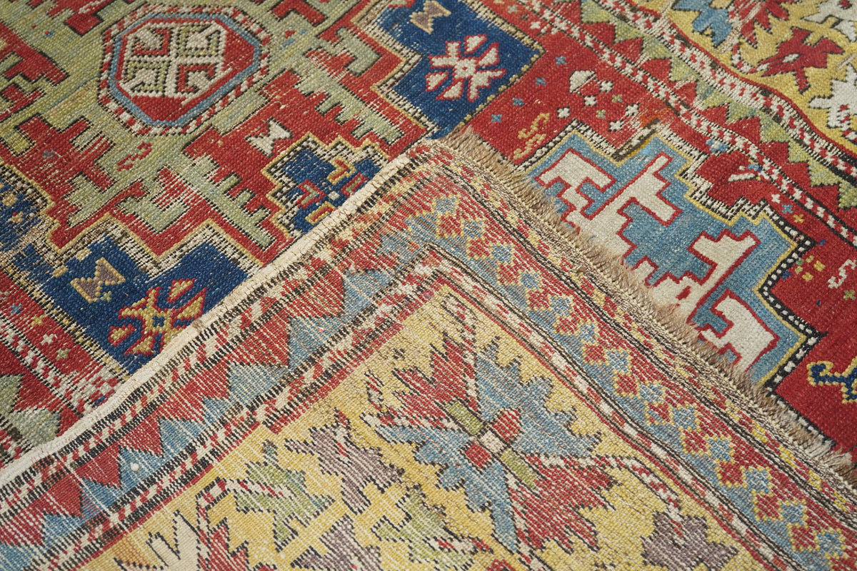 Antique Caucasian Lezgi Rug 4'0'' x 6'9''