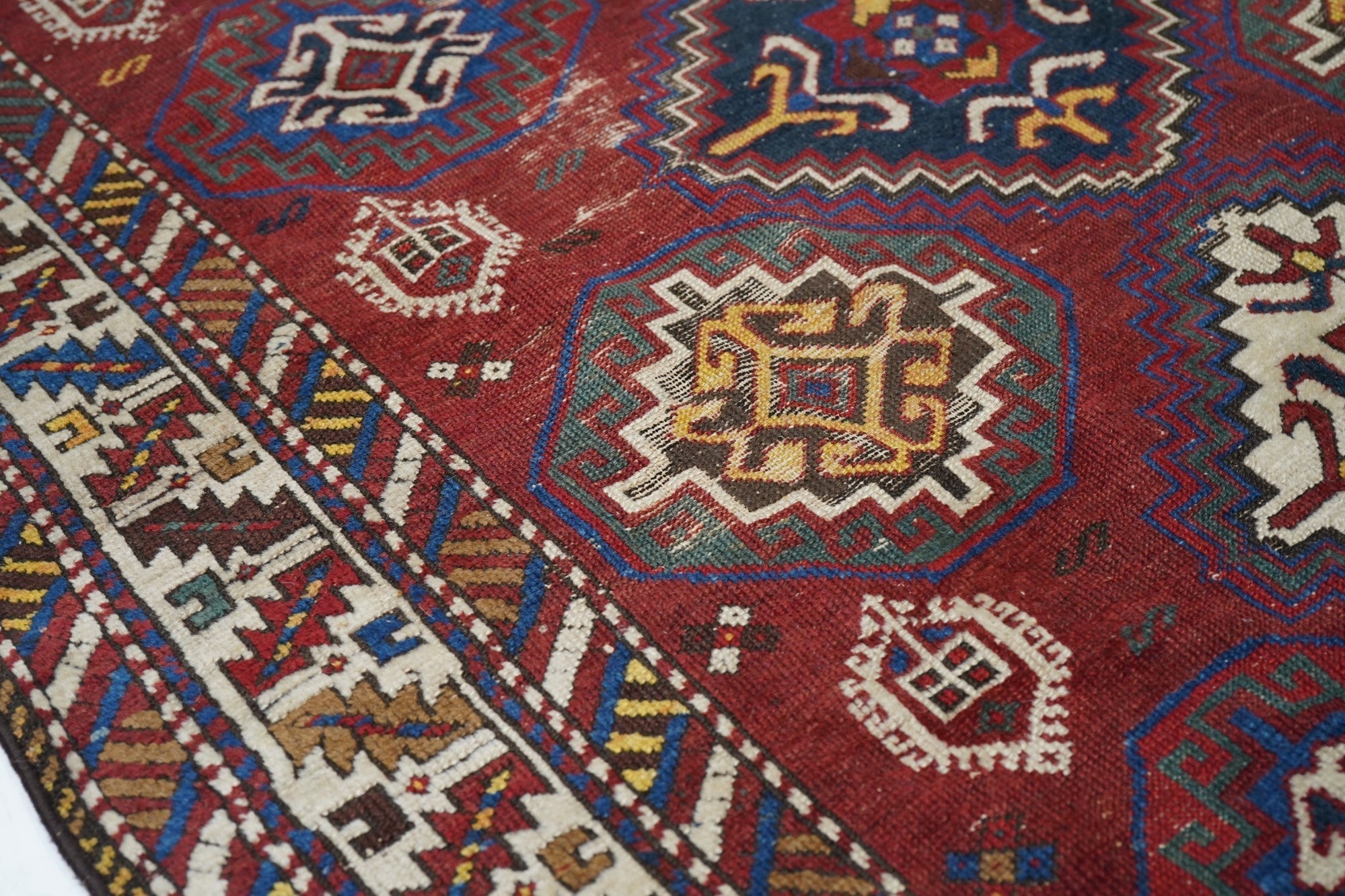 Antique Caucasian Kuba Runner 4'2'' x 12'6''