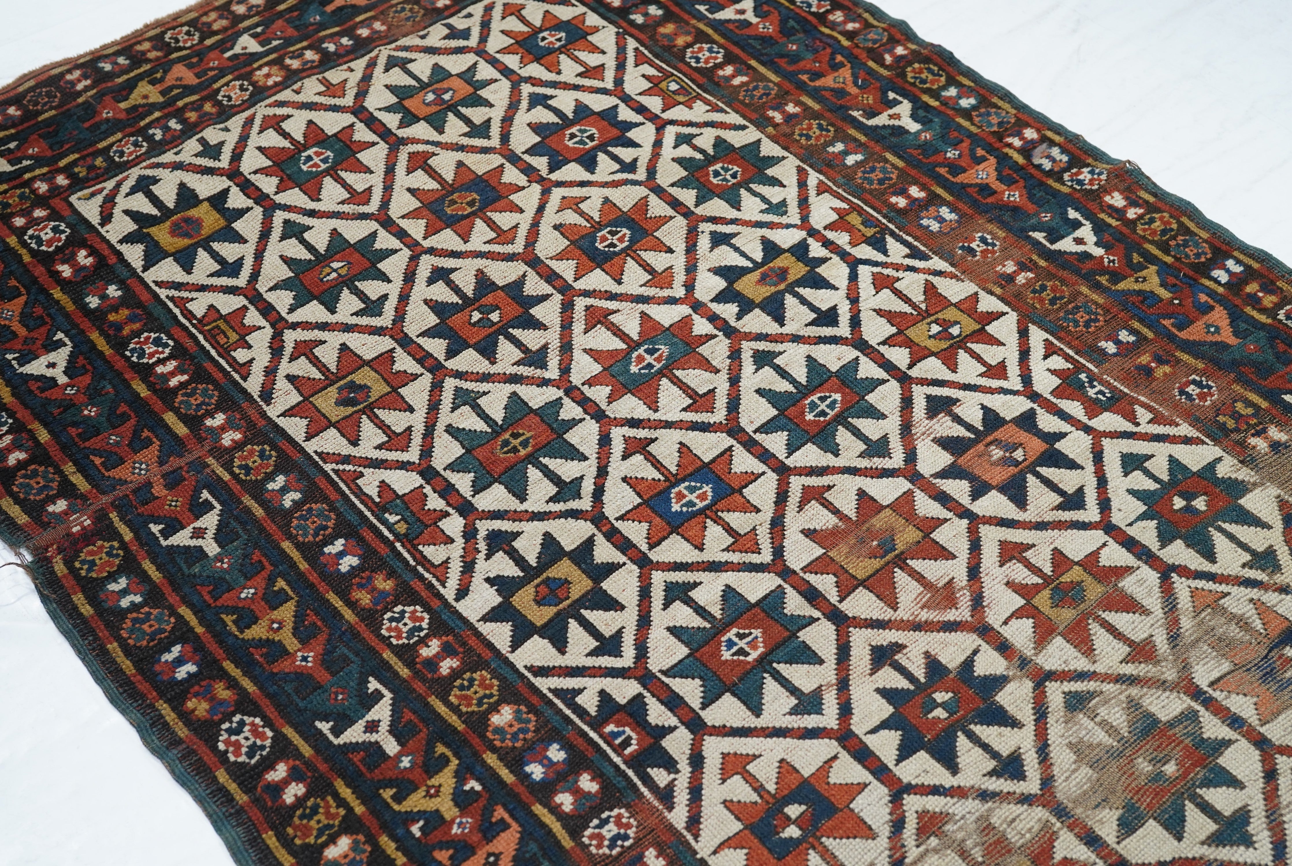 Antique Caucasian Kazak Rug 4'0" x 8'1''