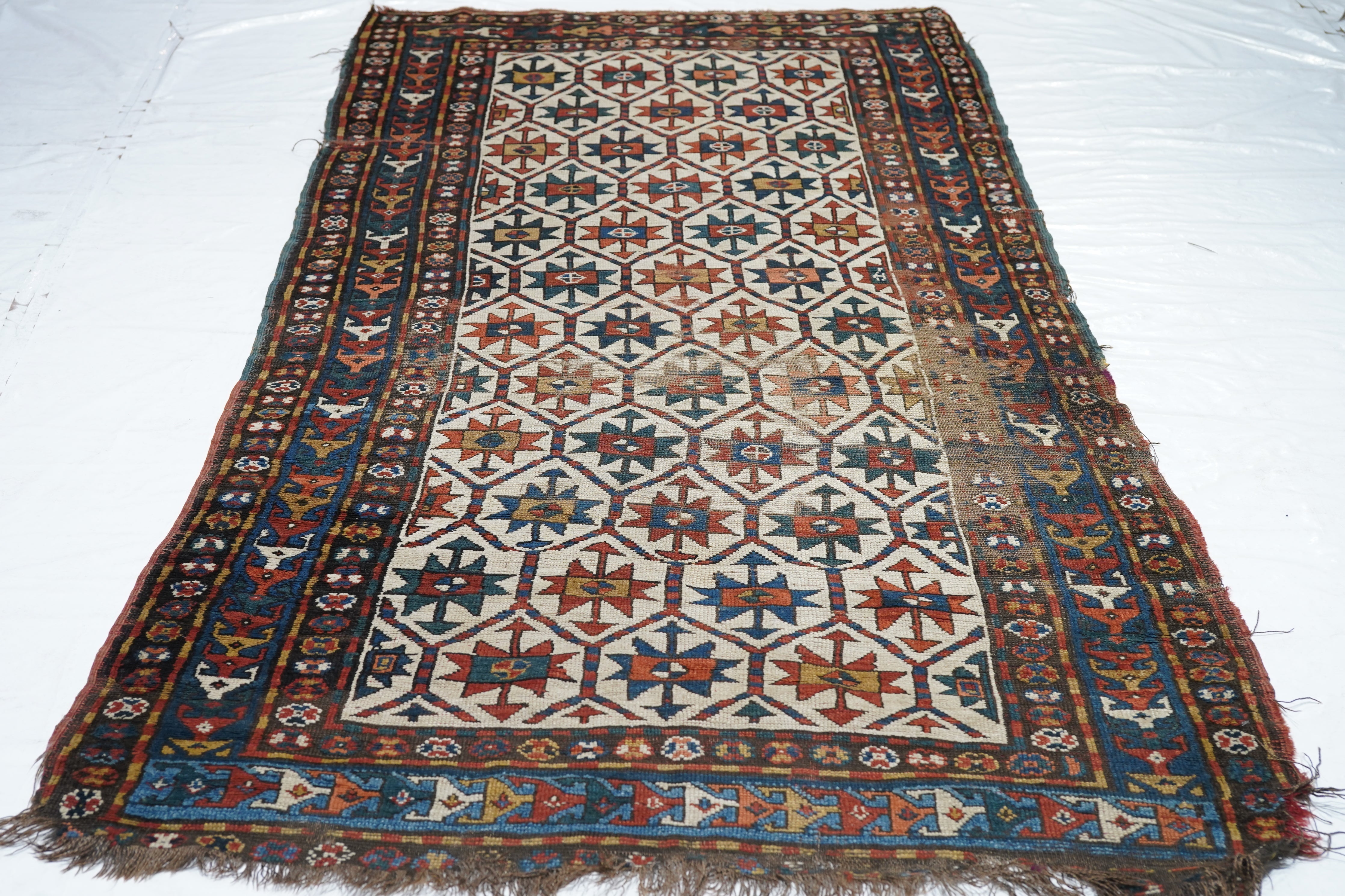 Antique Caucasian Kazak Rug 4'0" x 8'1''