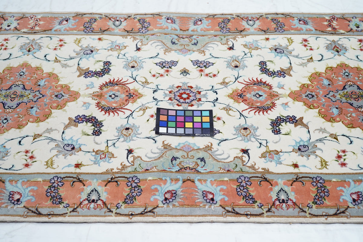Extremely Fine Tabriz Woven by the Artist Master Weaver. Wool & Silk Runner 2'9'' x 13'4''