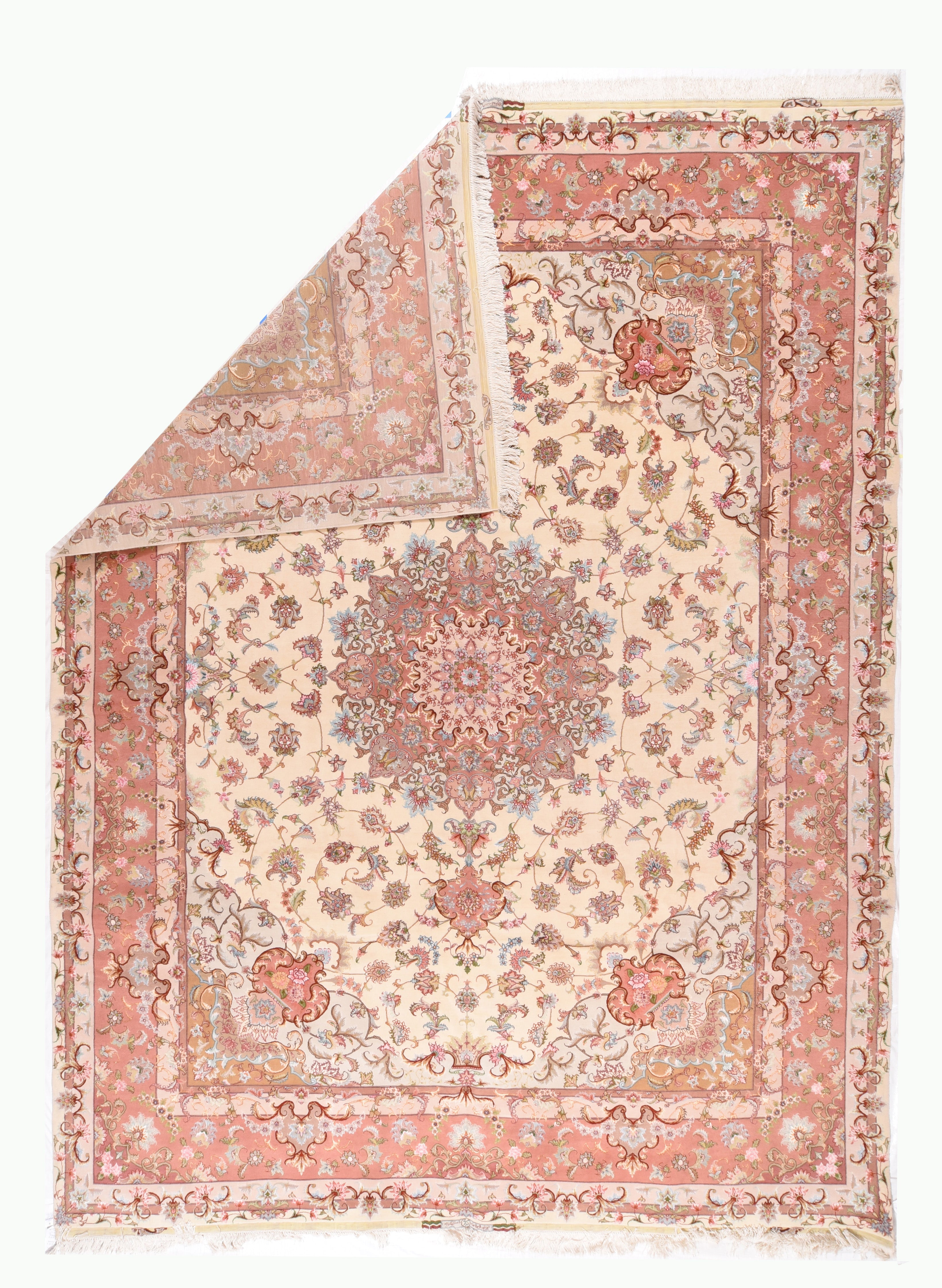 Extremely Fine Vintage Tabriz Wool and Silk Rug 9' 6'' x 13'