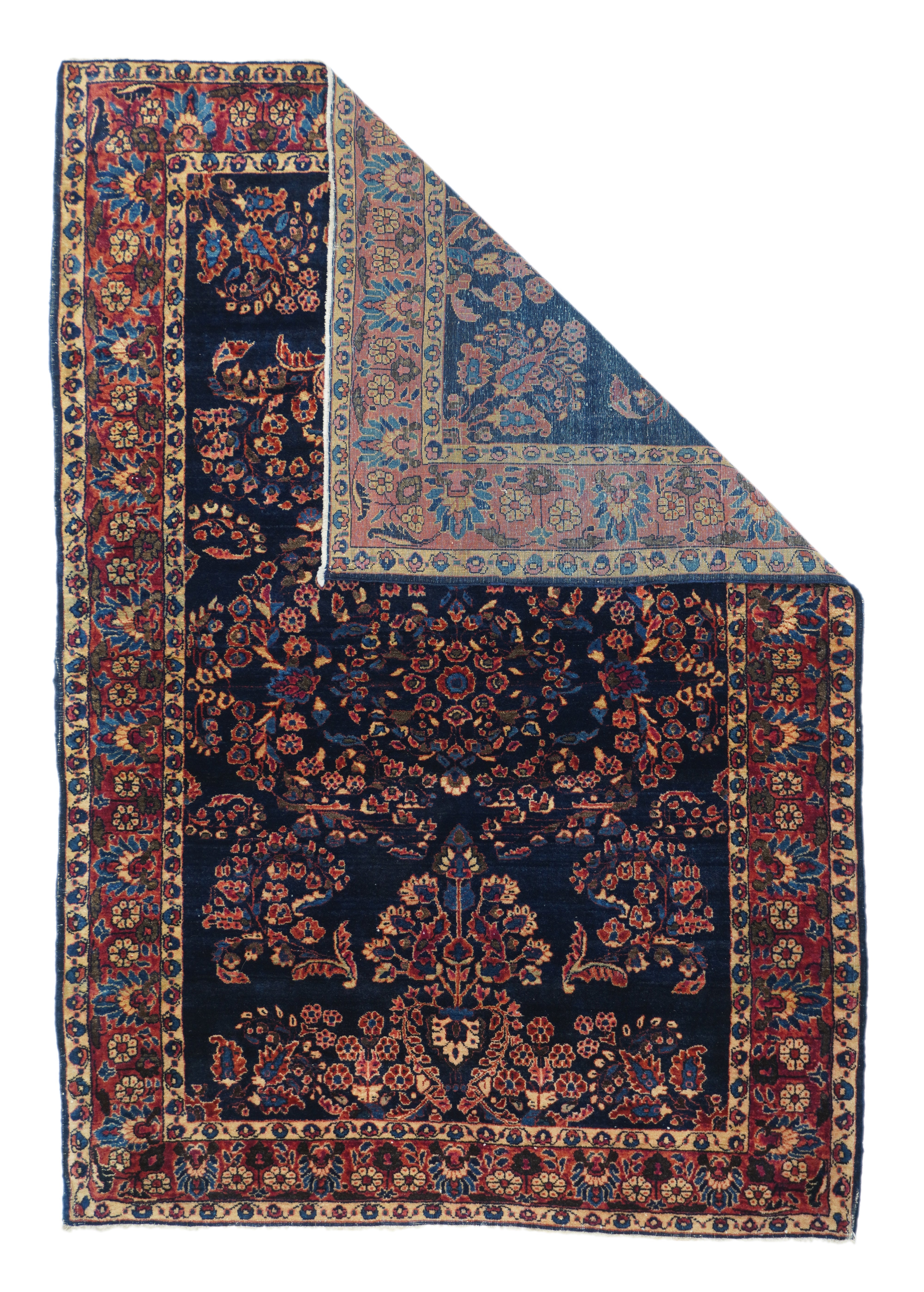 Antique Mohajeran Sarouk Rug 4'2" x 6' 2"