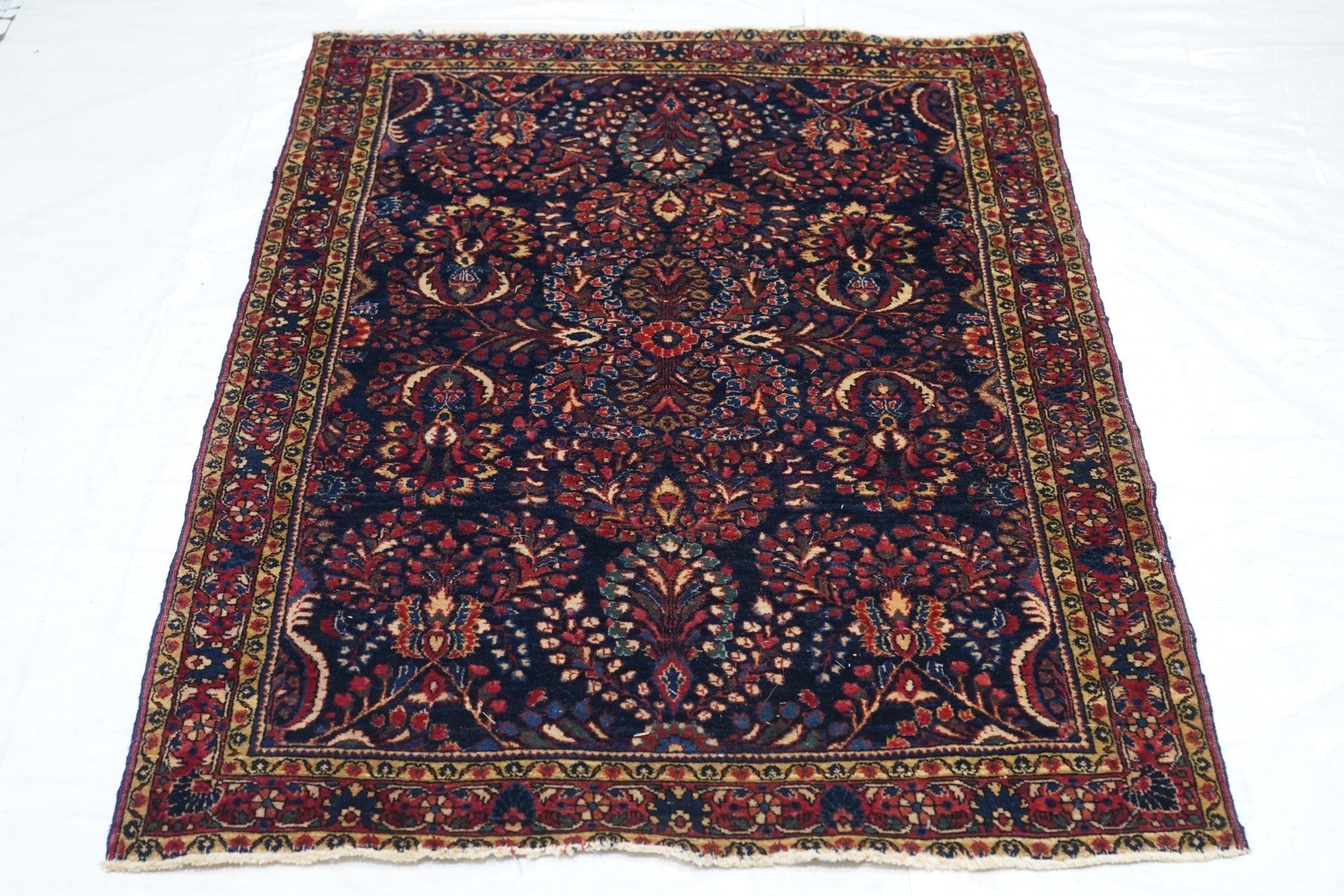 Antique Sarouk Rug 3'4'' x 4'8''