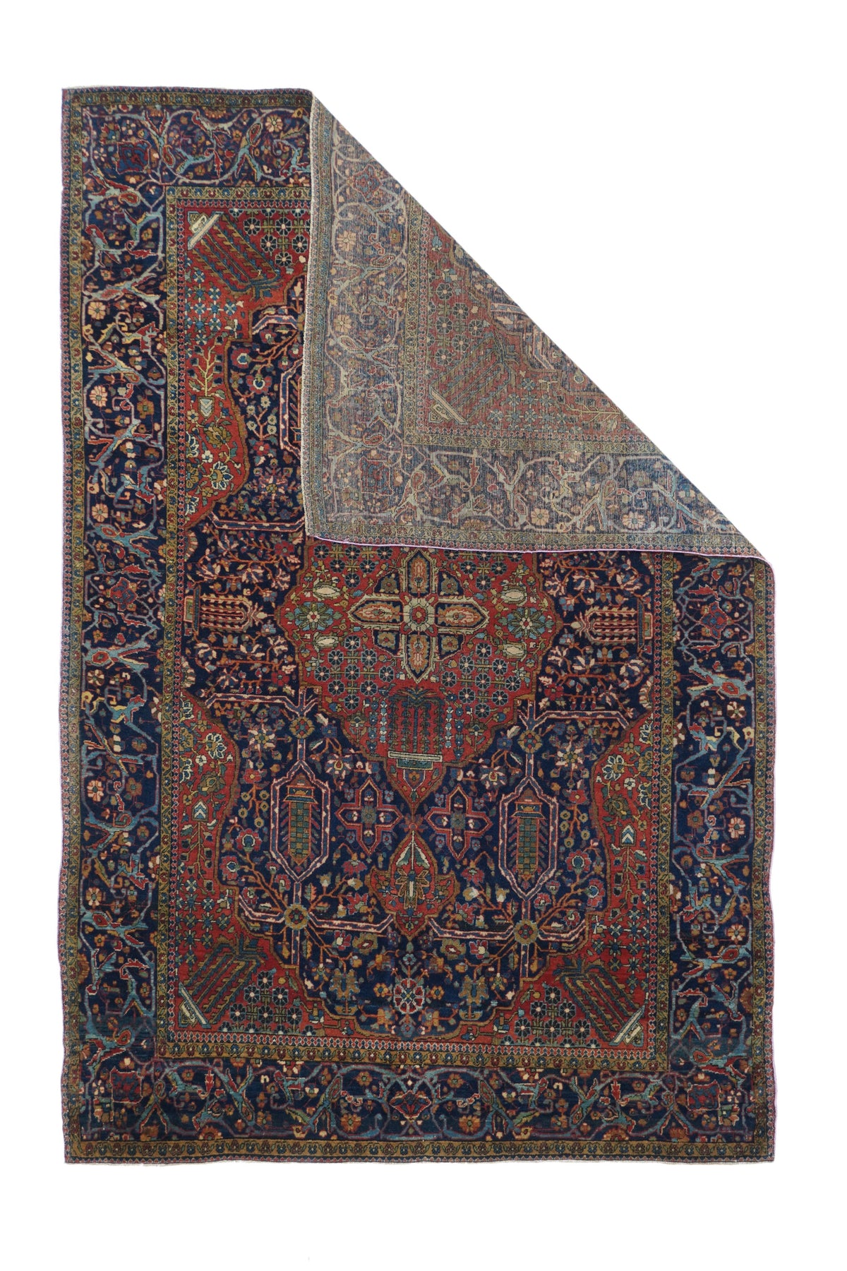 Antique Mohtasham Kashan Rug 4'4'' x 6'6''
