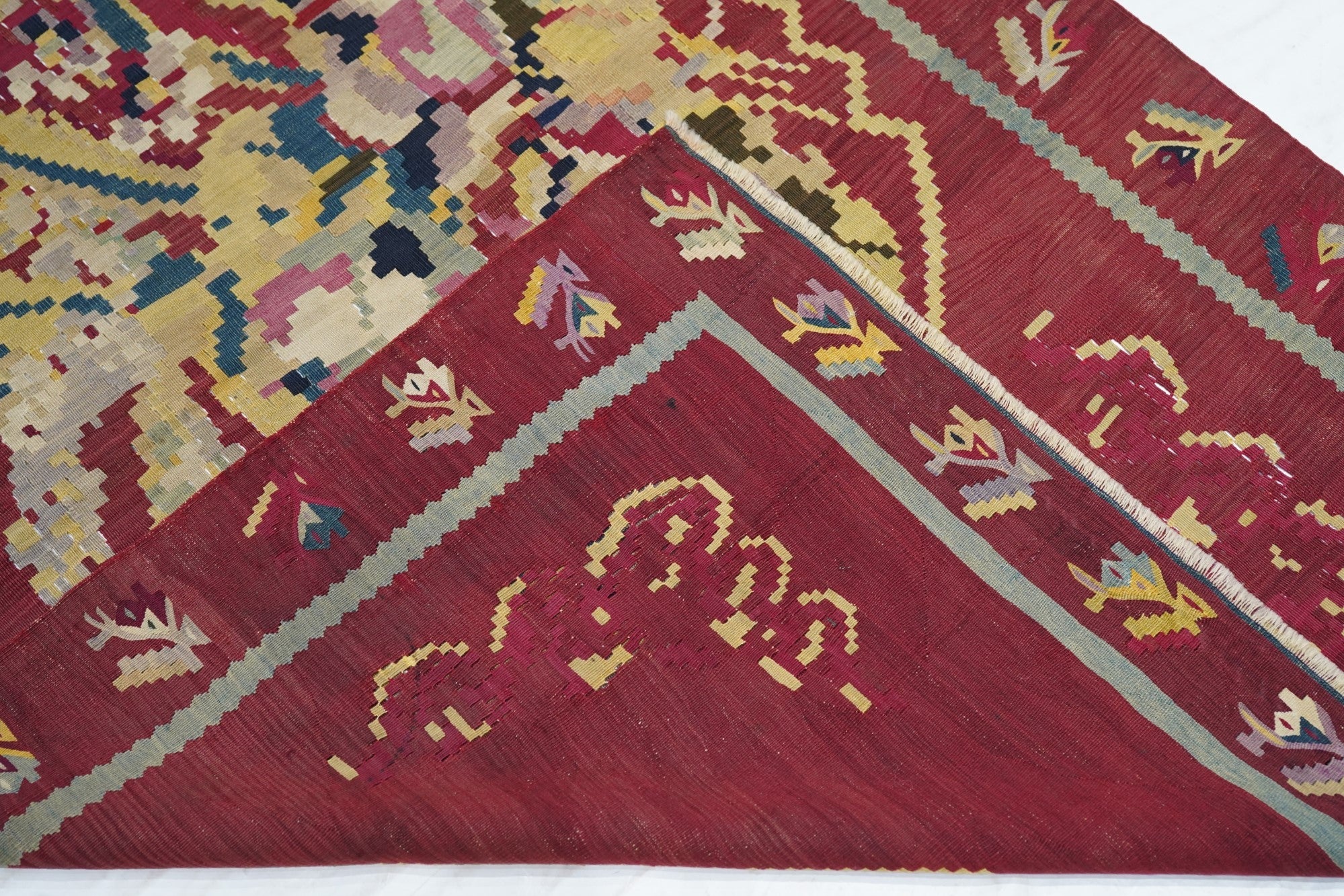 Antique Charkoy Kilim Rug 4' 0" x 5' 10''