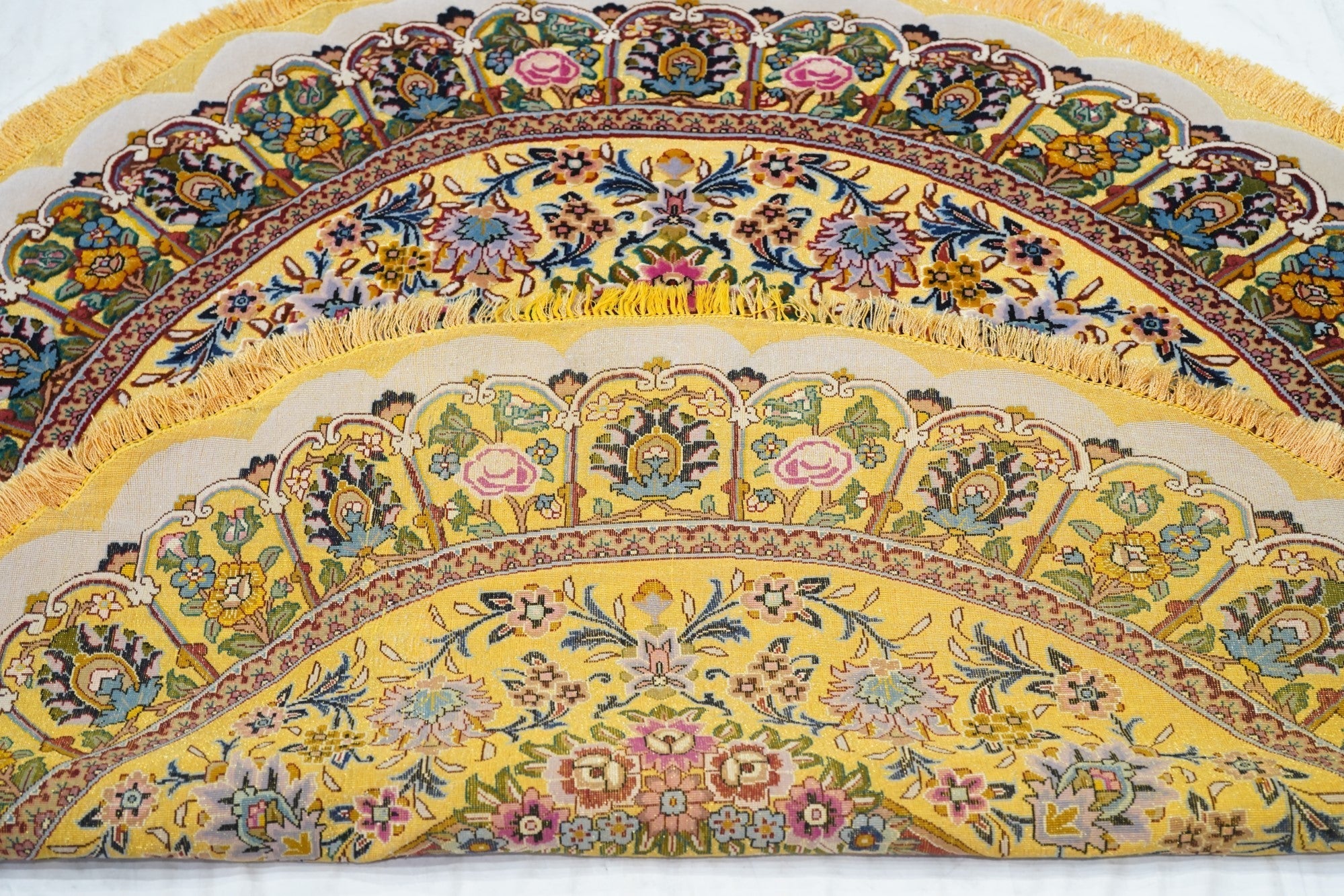 Extremely Fine Tabriz Wool & Silk Woven Rug 4'9'' x 5'0"