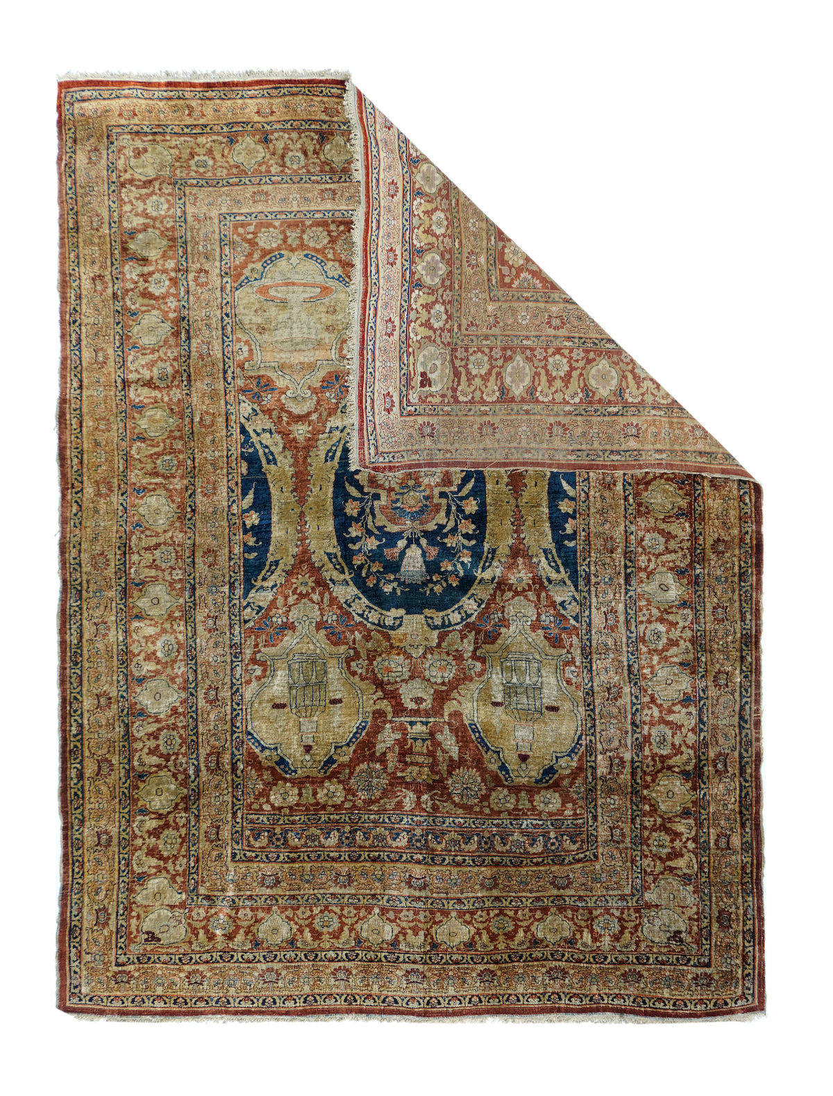 Antique Silk Heriz Rug 4'7'' x 6'1''