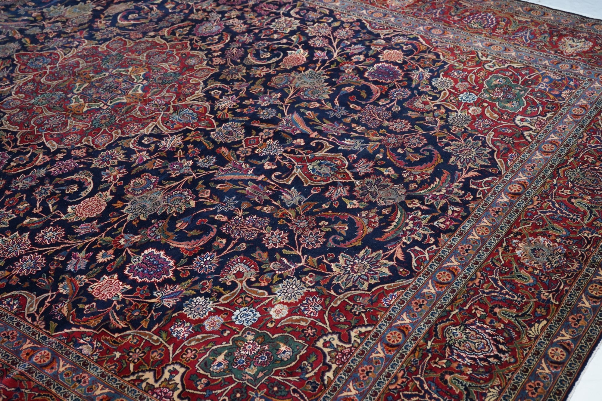 Vintage Persian Kashan Rug 9'6" x 11' 6''