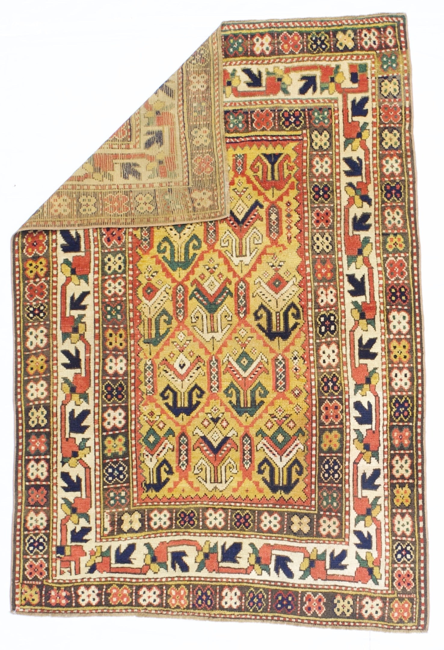 Antique Caucasian Kazak Ganjeh Rug 4' 1" x 6' 0"