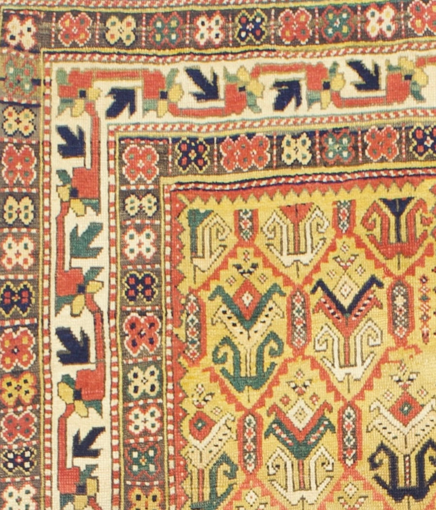 Antique Caucasian Kazak Ganjeh Rug 4' 1" x 6' 0"