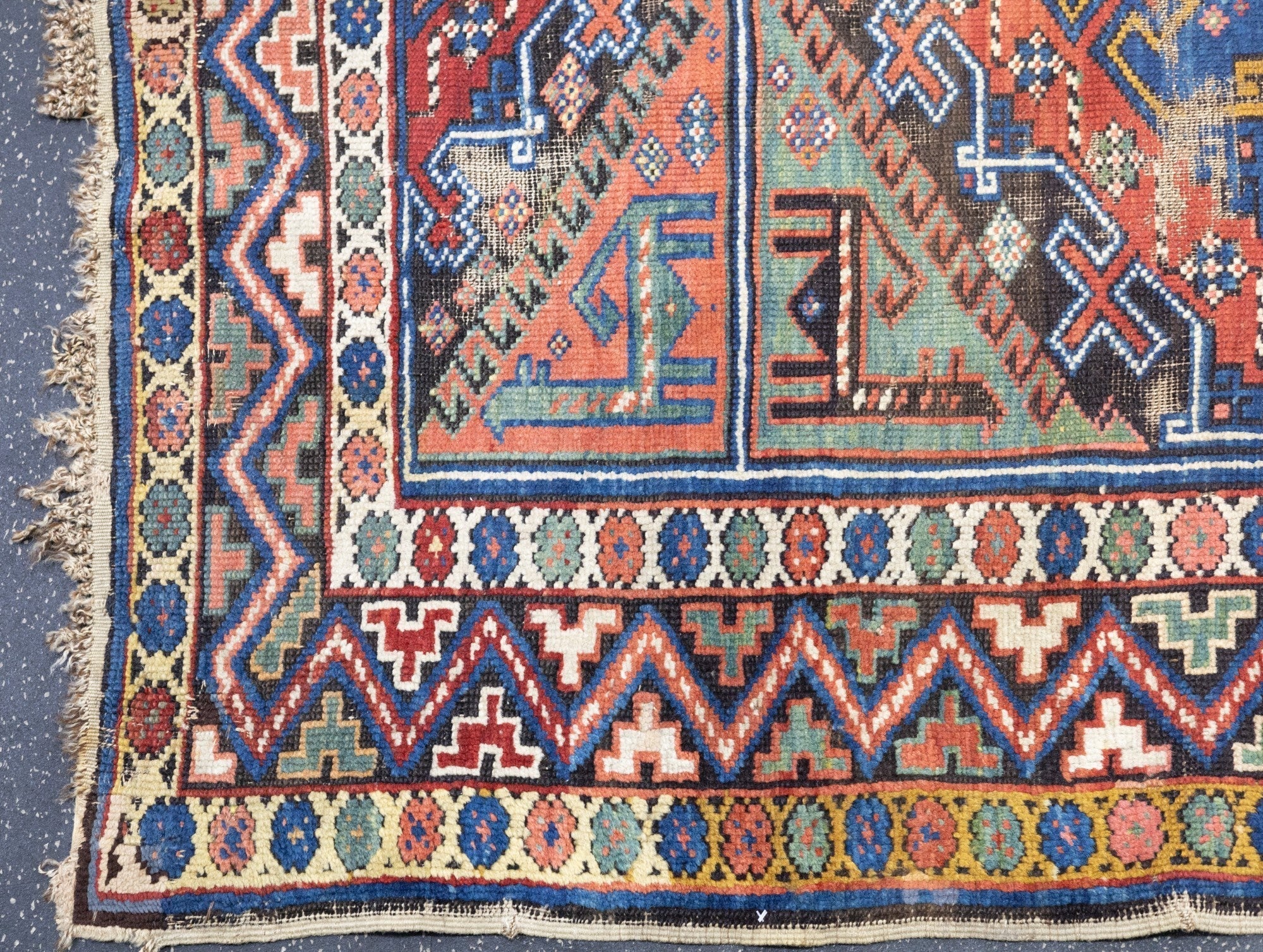 Antique Caucasian Kurdish Kazak Rug 5'5'' x 9'10''