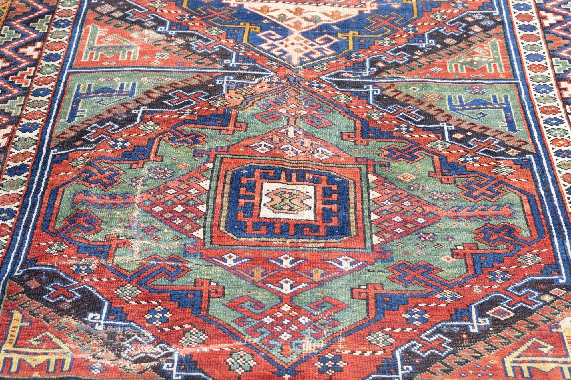 Antique Caucasian Kurdish Kazak Rug 5'5'' x 9'10''