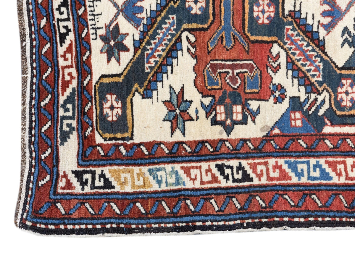 Antique Caucasian Zeyhur Rug 3' x 3'11''