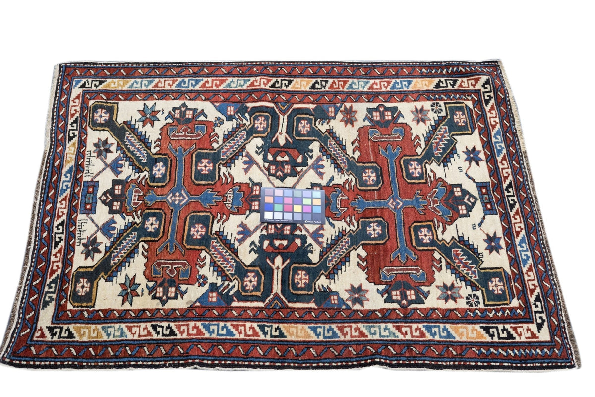 Antique Caucasian Zeyhur Rug 3' x 3'11''
