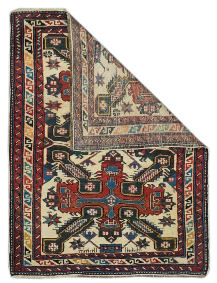 Antique Caucasian Zeyhur Rug 3' x 3'11''