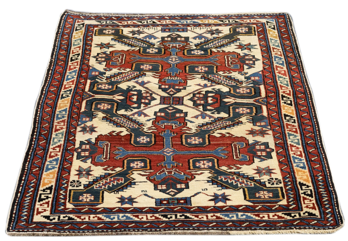 Antique Caucasian Zeyhur Rug 3' x 3'11''