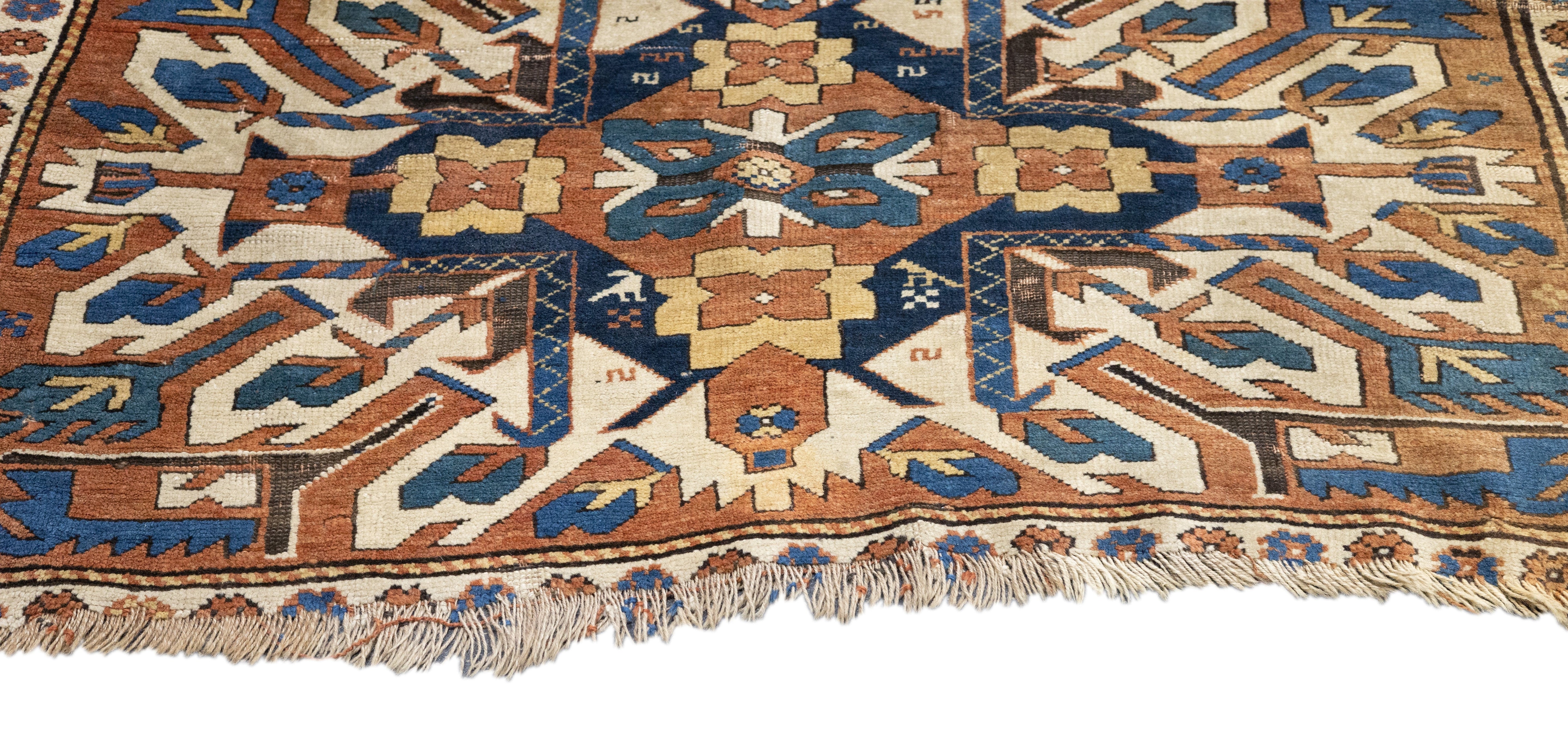 Antique Caucasian Kazak Rug 4'3'' x 8'10''