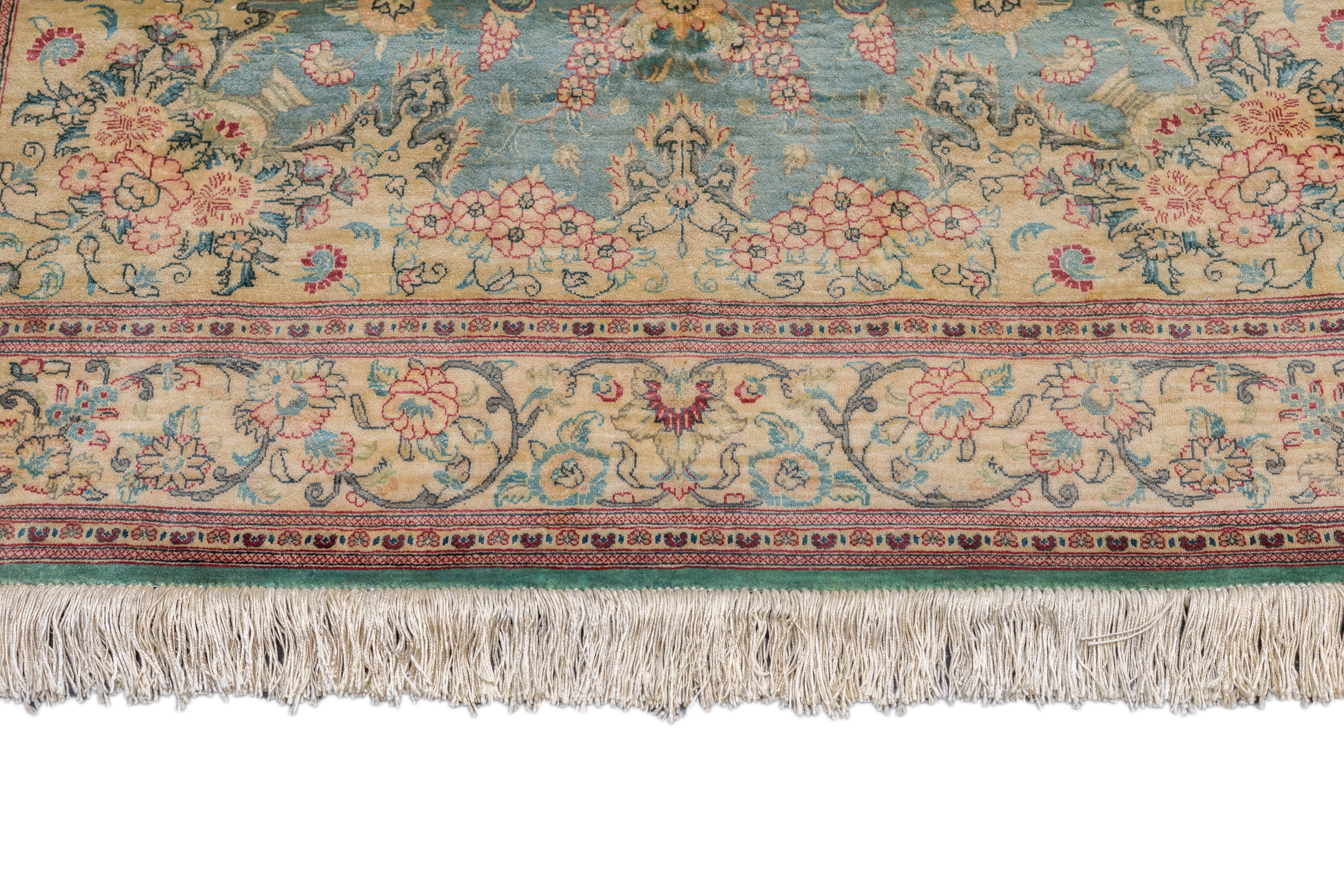 Extremely Fine Vintage Silk Qum Rug 4'3'' x 6'6''