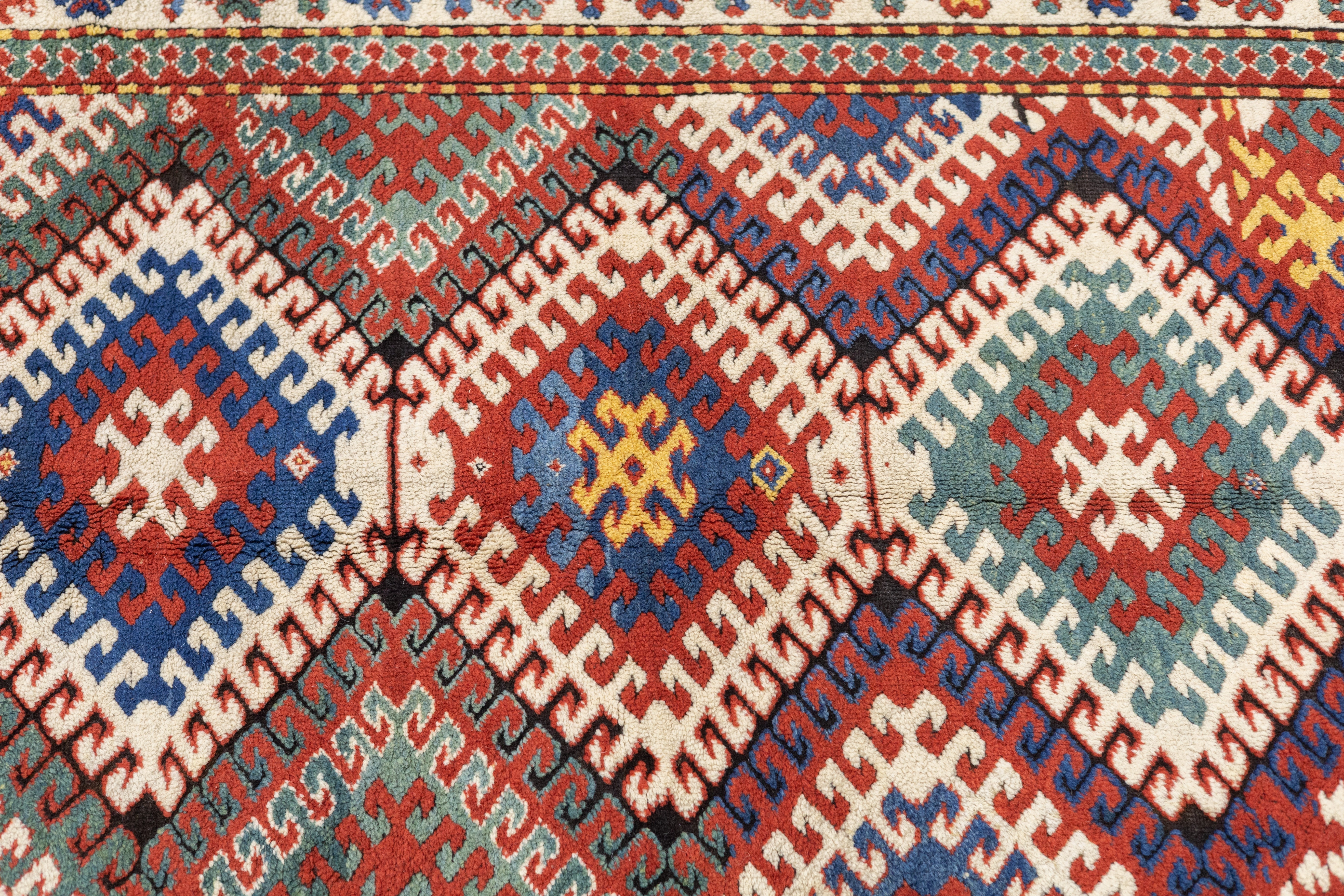 Antique Caucasian Kazak Borcholo Rug 4'10'' x 8'8''