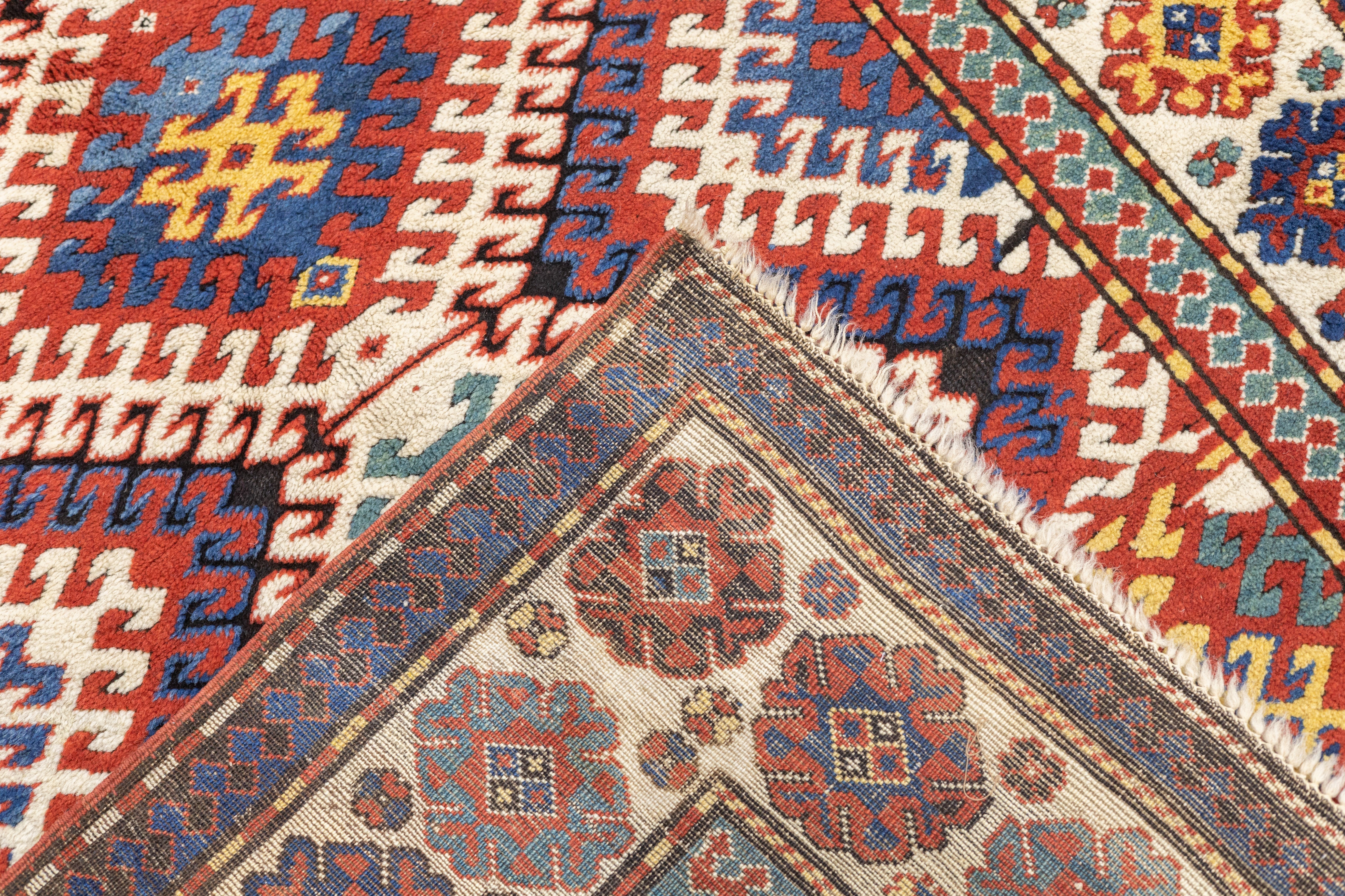 Antique Caucasian Kazak Borcholo Rug 4'10'' x 8'8''