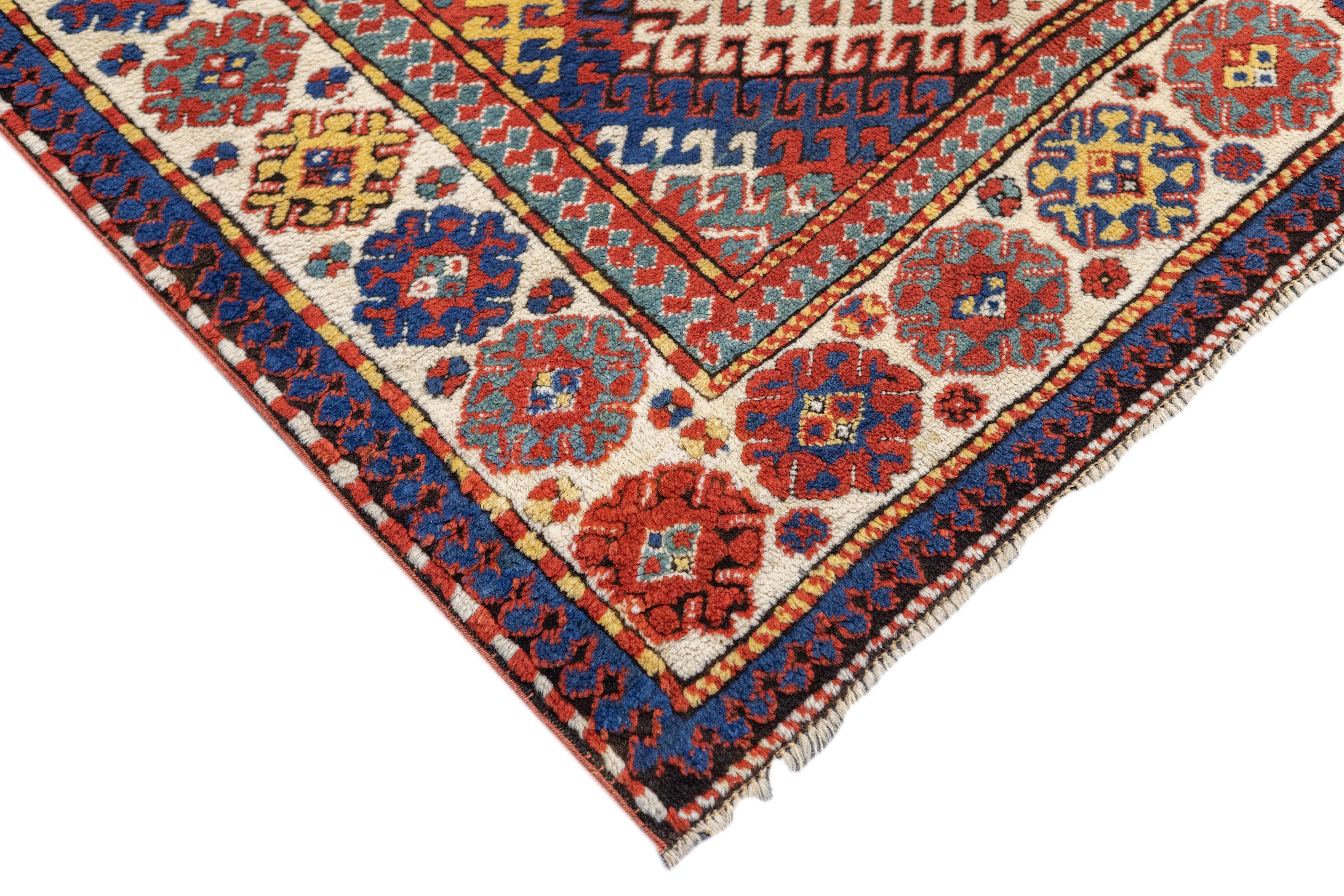 Antique Caucasian Kazak Borcholo Rug 4'10'' x 8'8''