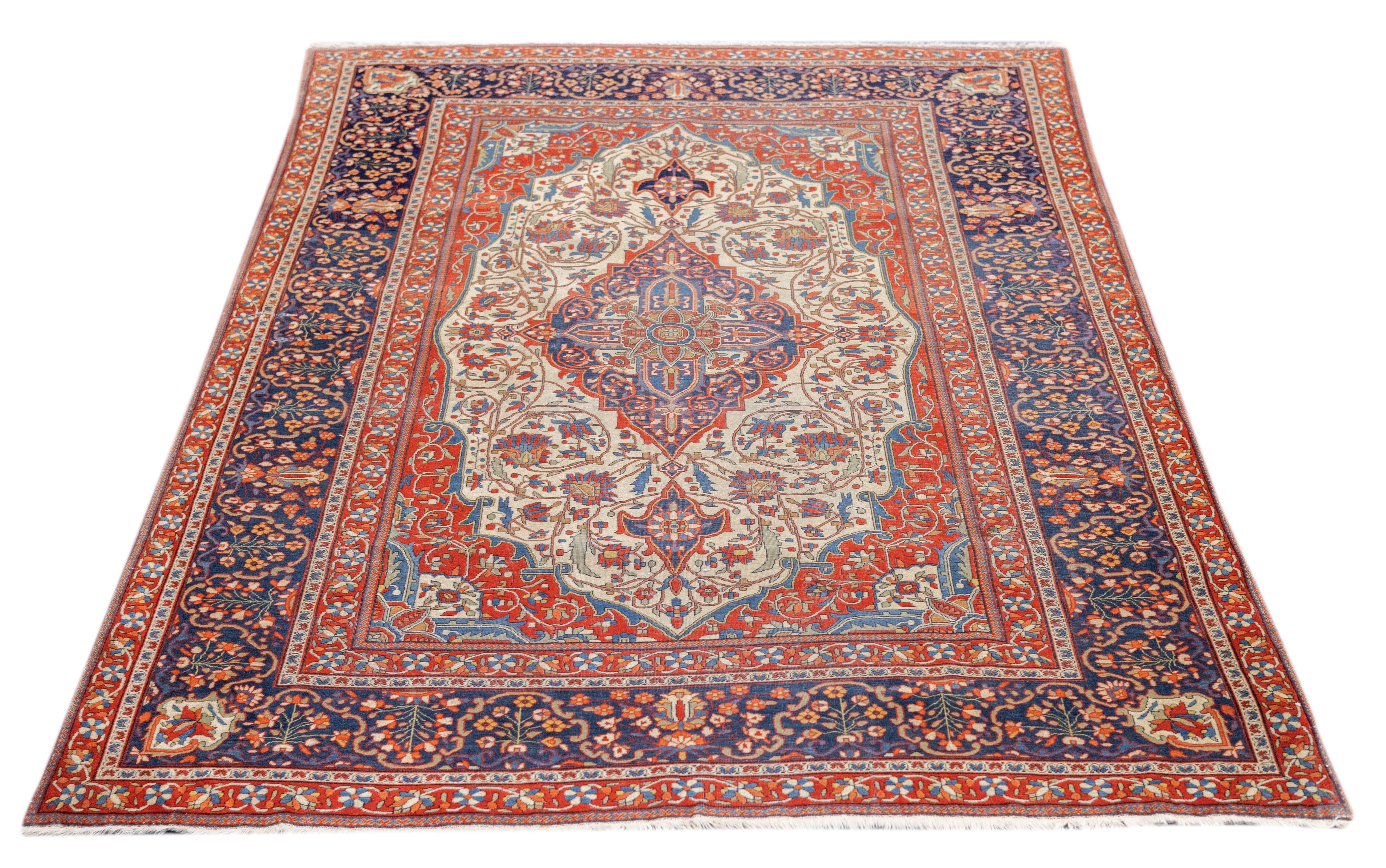 Antique Fine Mohtasham Kashan Rug 4' 5" x 6' 8''
