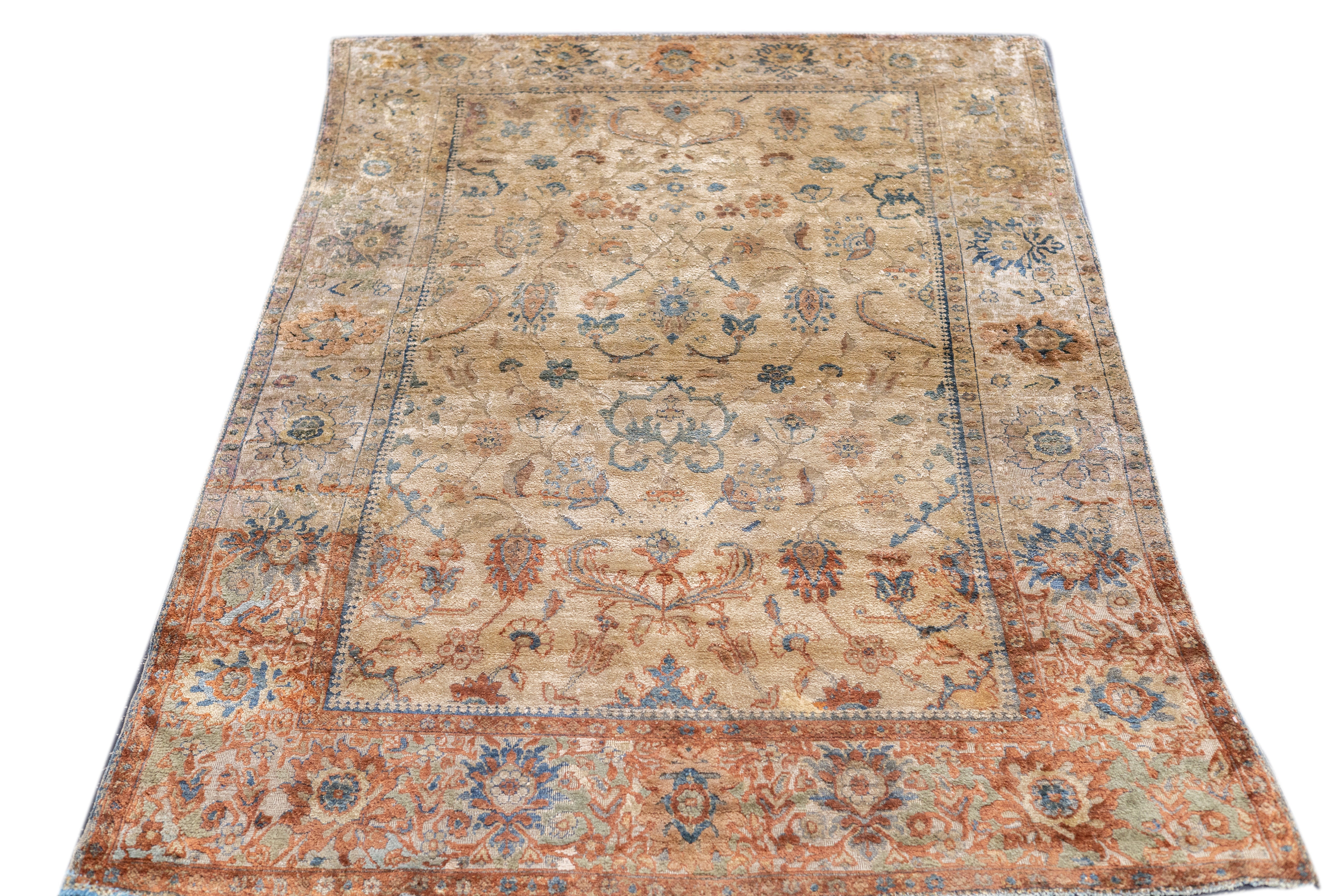 Antique Silk Ziegler Mahal Rug 4'2'' x 6'6''