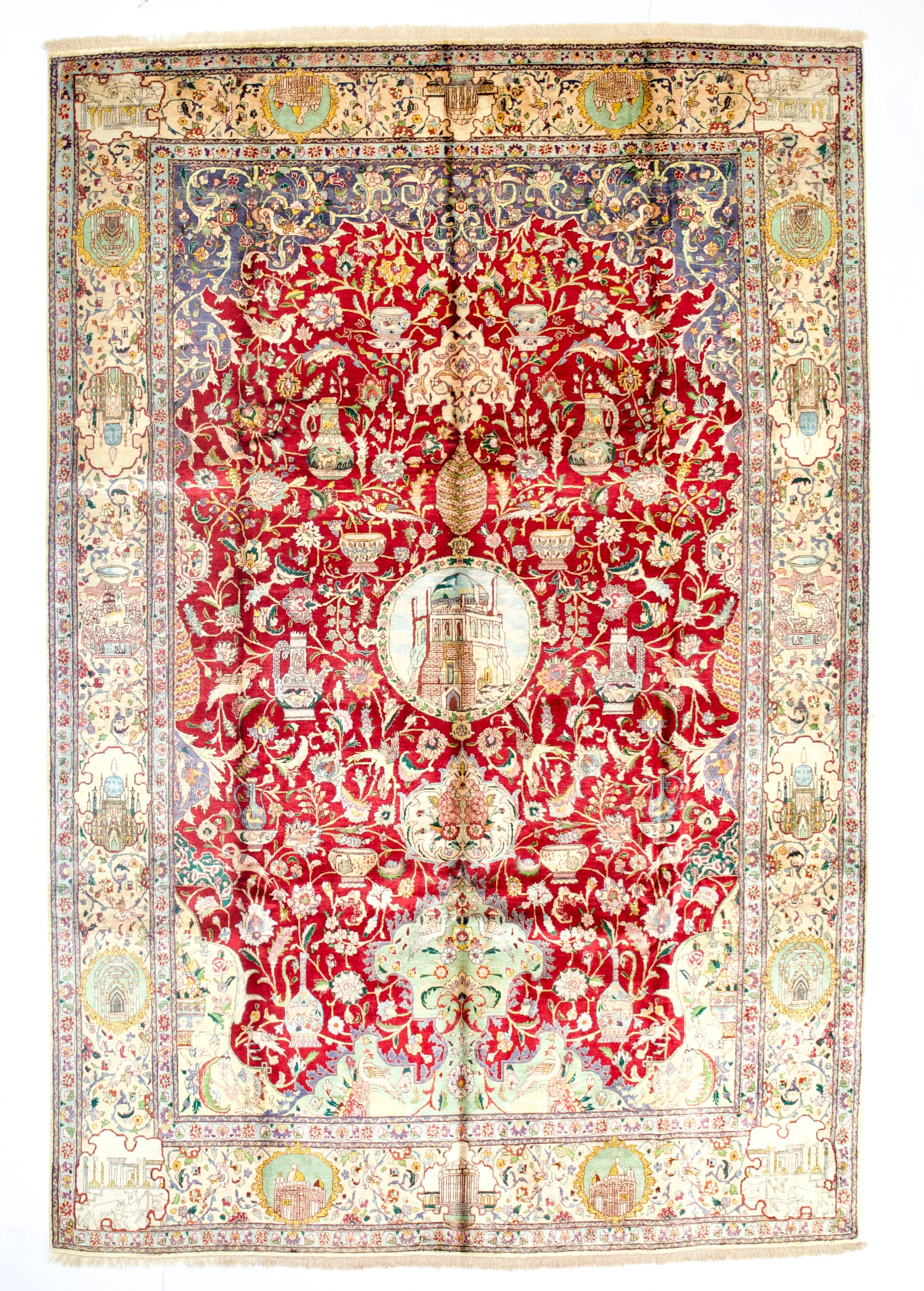 Extremely Fine Vintage Silk Tabriz Rug 6' 6" x 9' 9"