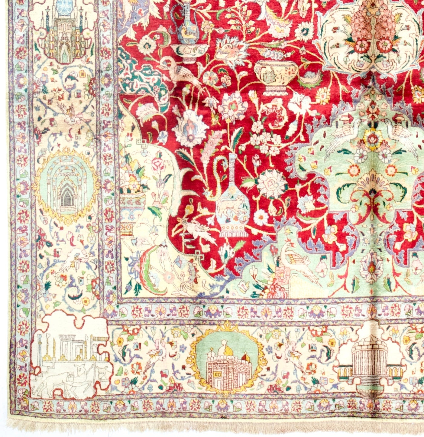 Extremely Fine Vintage Silk Tabriz Rug 6' 6" x 9' 9"