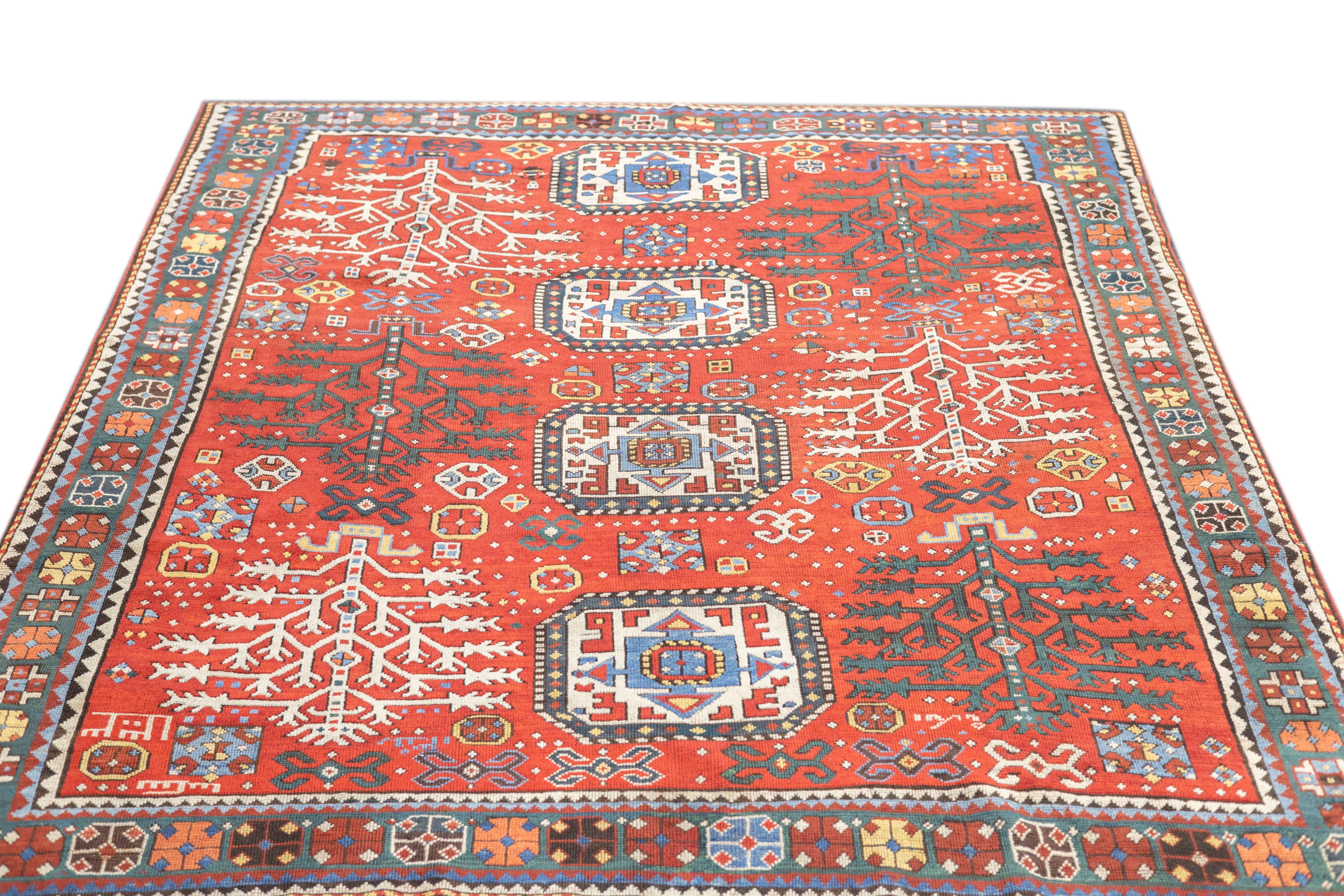 Antique Caucasian Kazak Rug 6'4'' x 7'5''