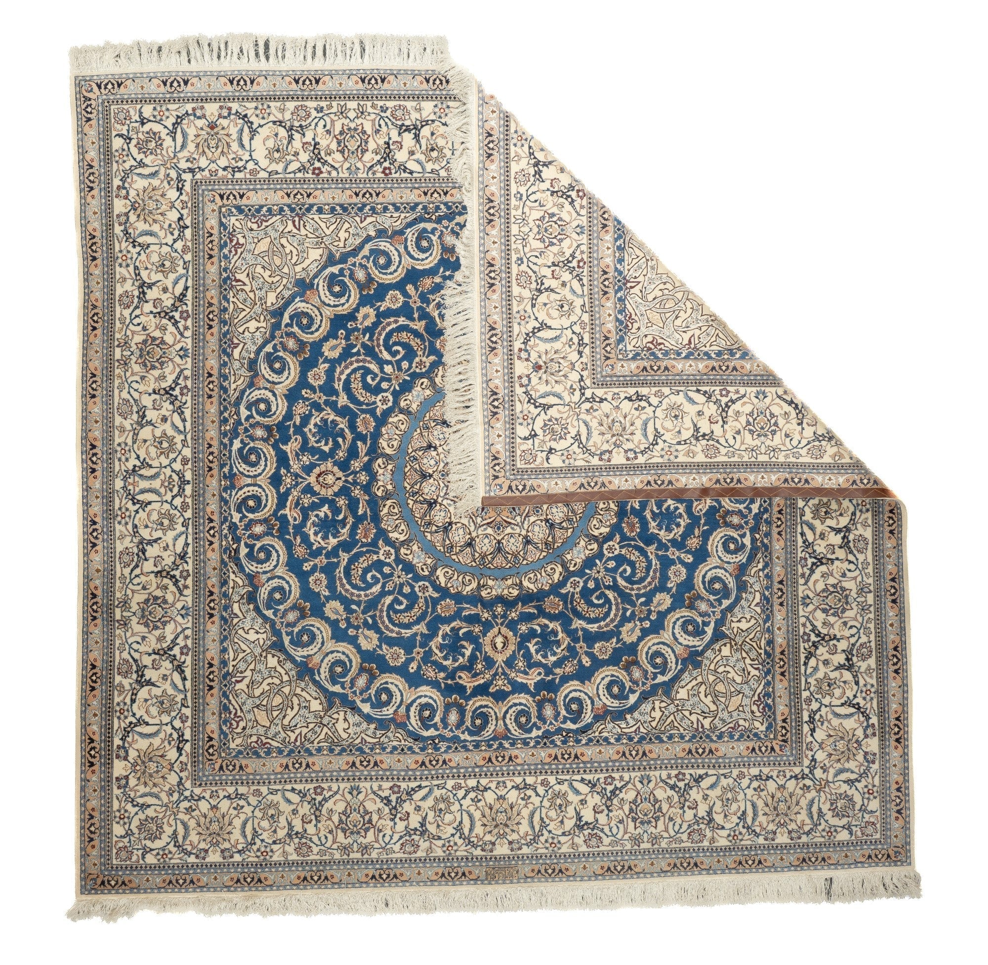 Extremely Fine Nain Rug Wool & Silk Rug 7'10'' x 7'11''