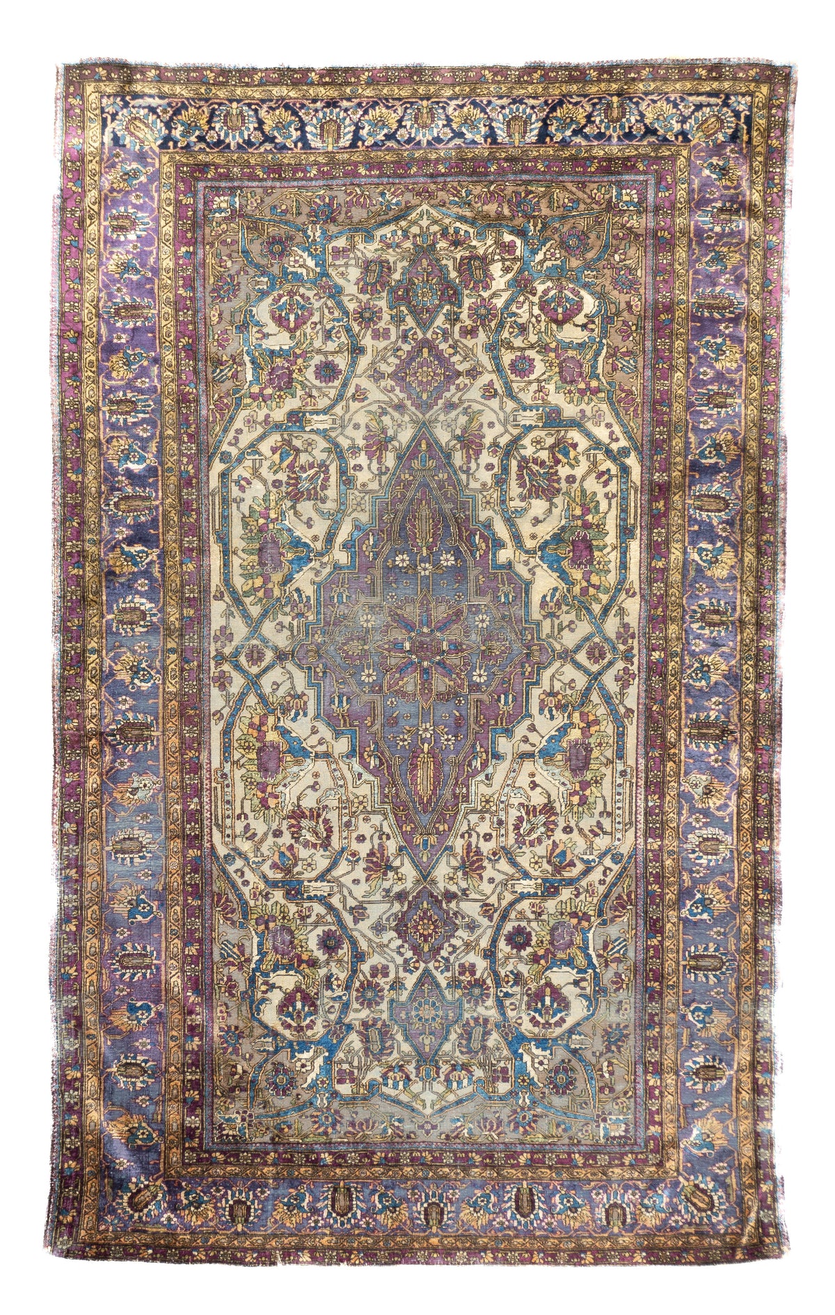 Antique Silk Mohtasham Kashan Rug 4'0" x 6'10''