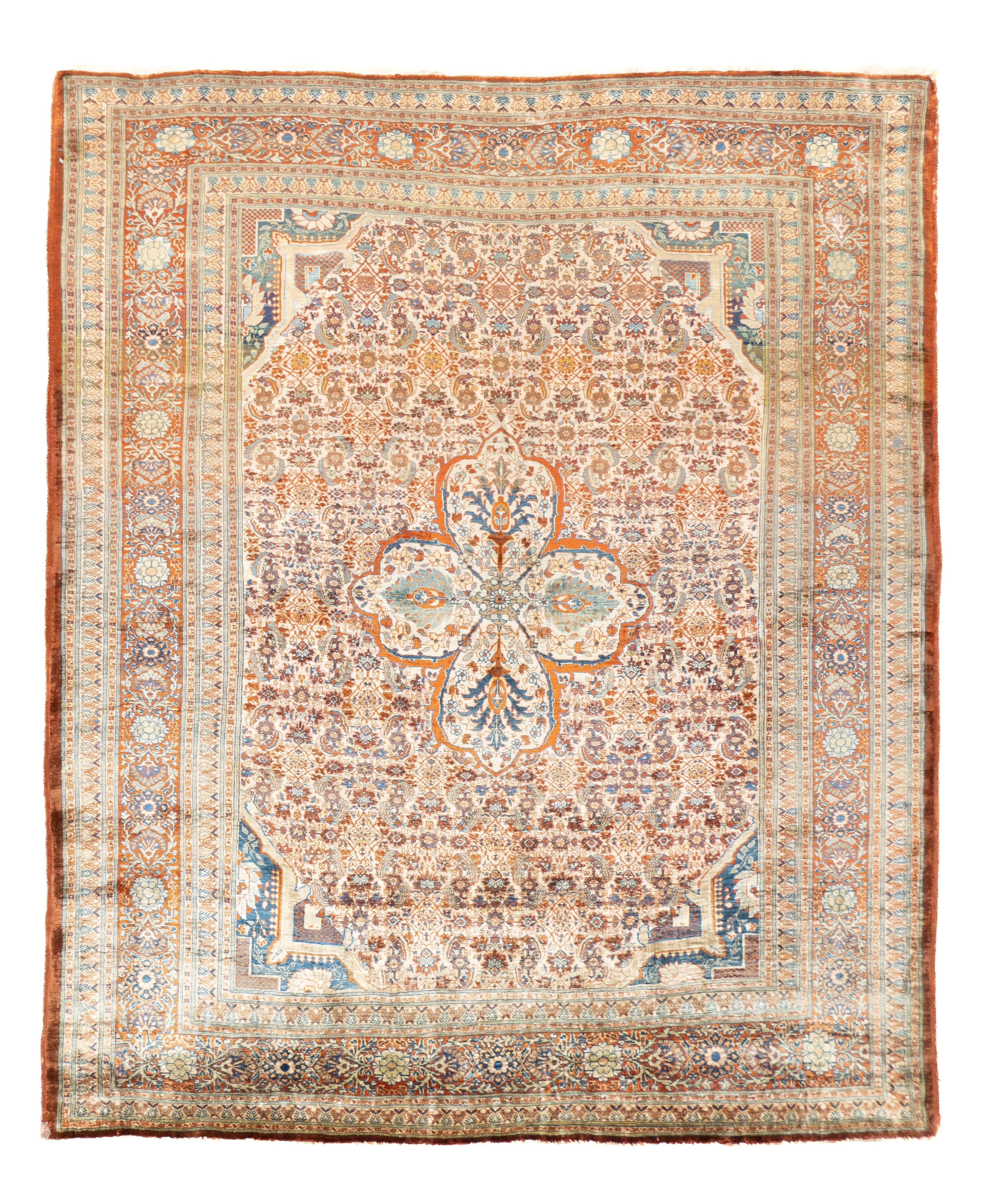 Antique Silk Heriz Rug 4'6'' x 5'5''