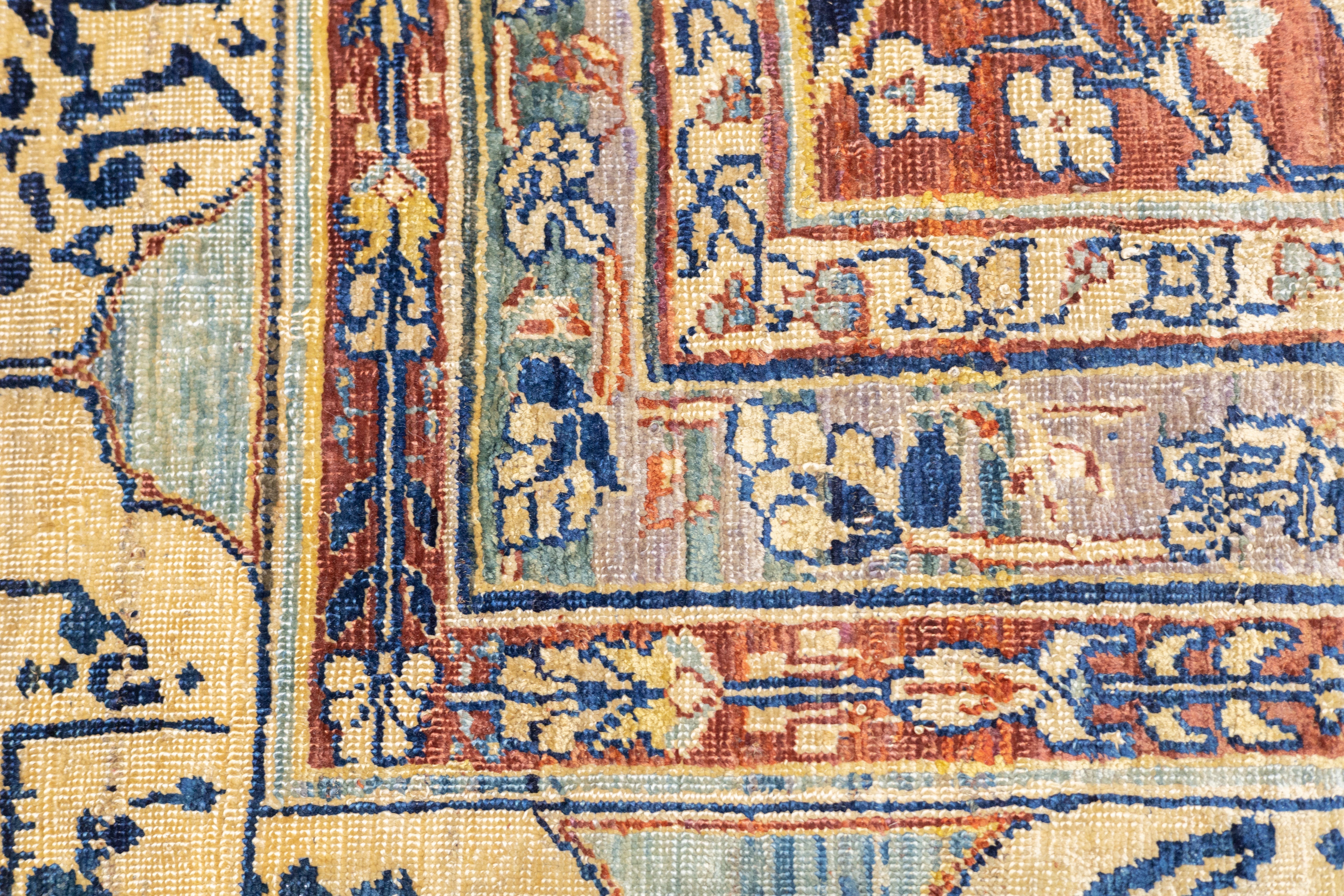 Antique Silk Heriz Rug 4'3'' x 5'6''