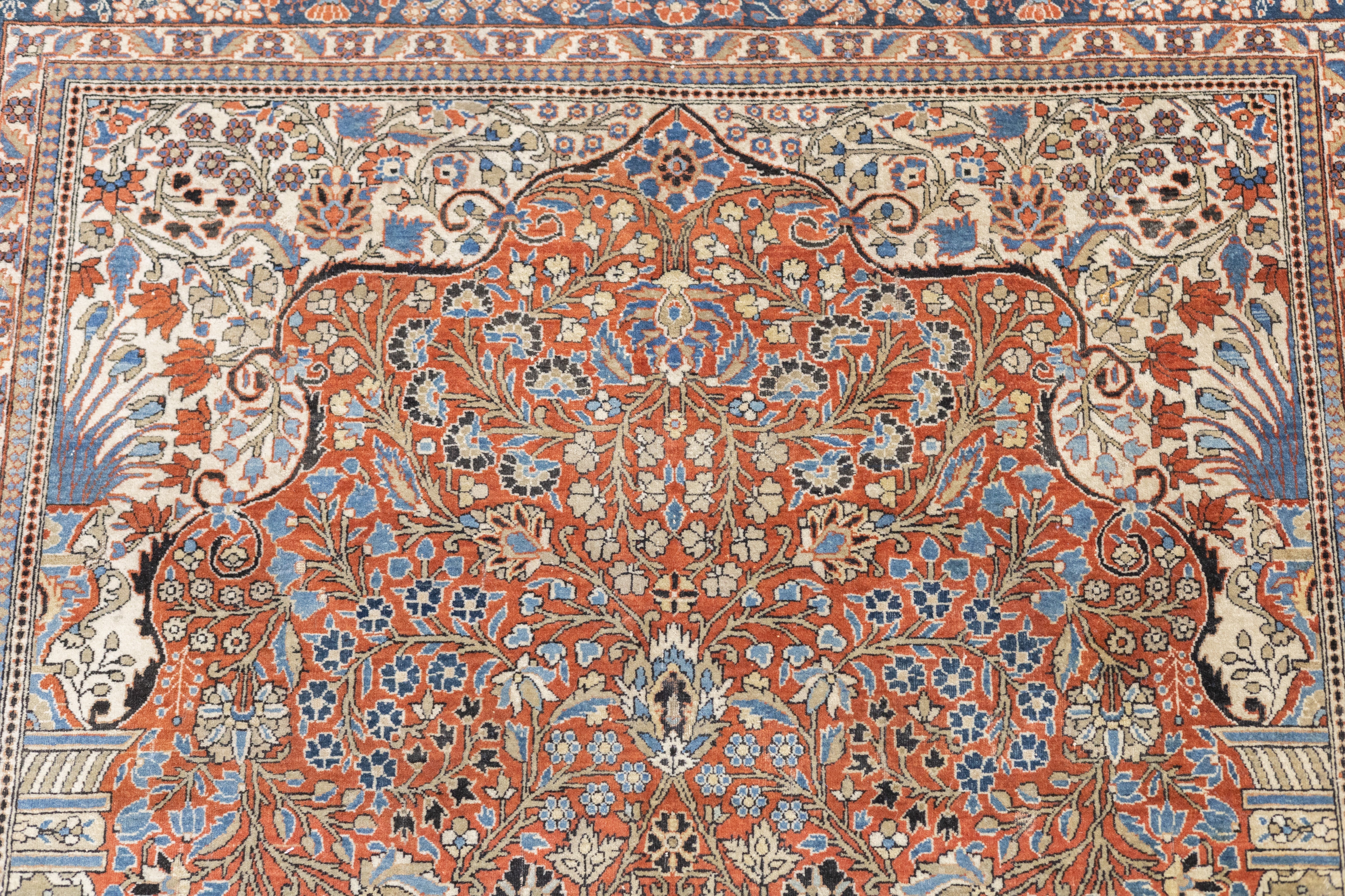 Antique Mohtasham Kashan Rug 4'5'' x 6'7''
