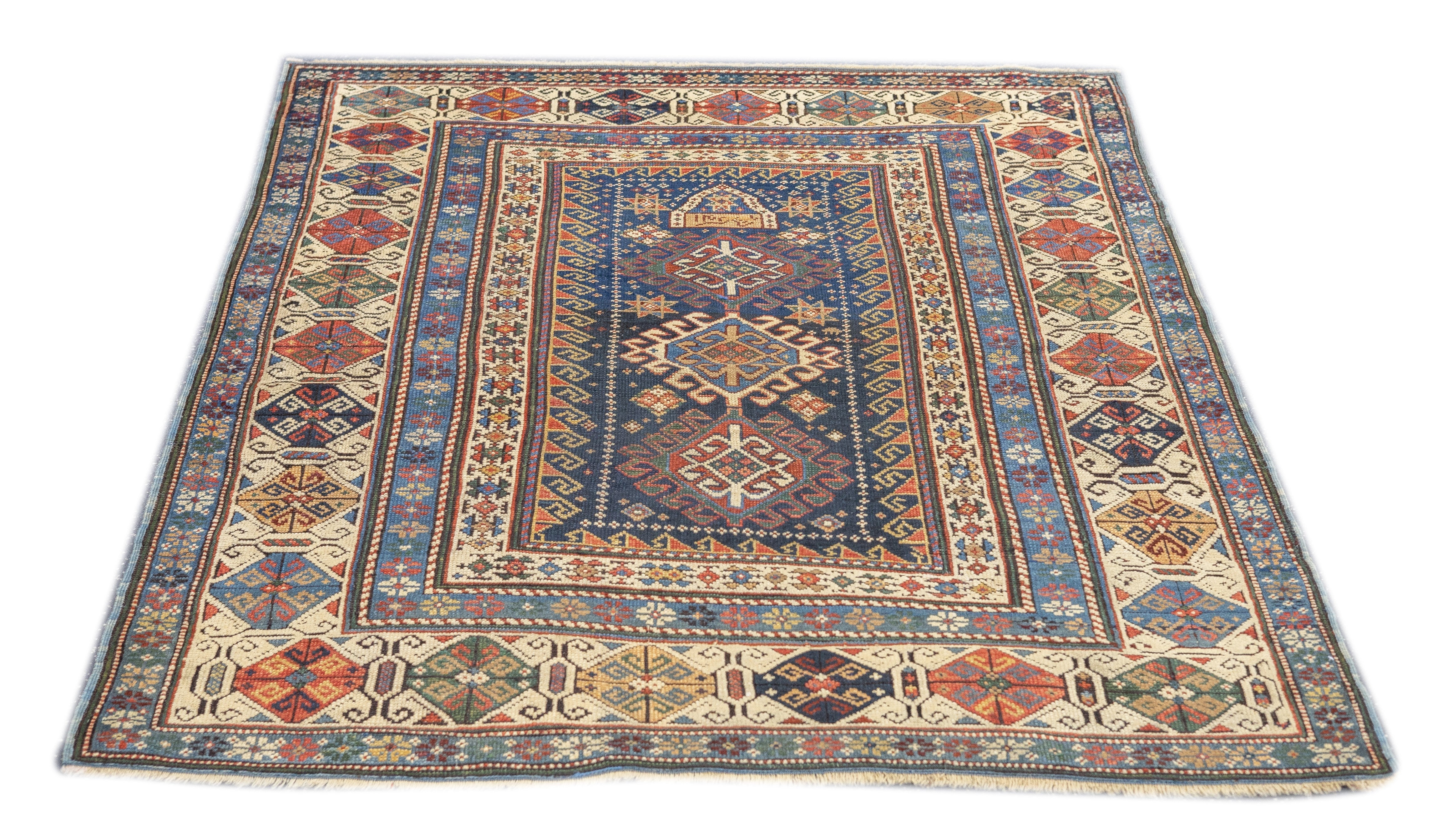 Antique Caucasian Kuba Rug 4'0" x 4'9''
