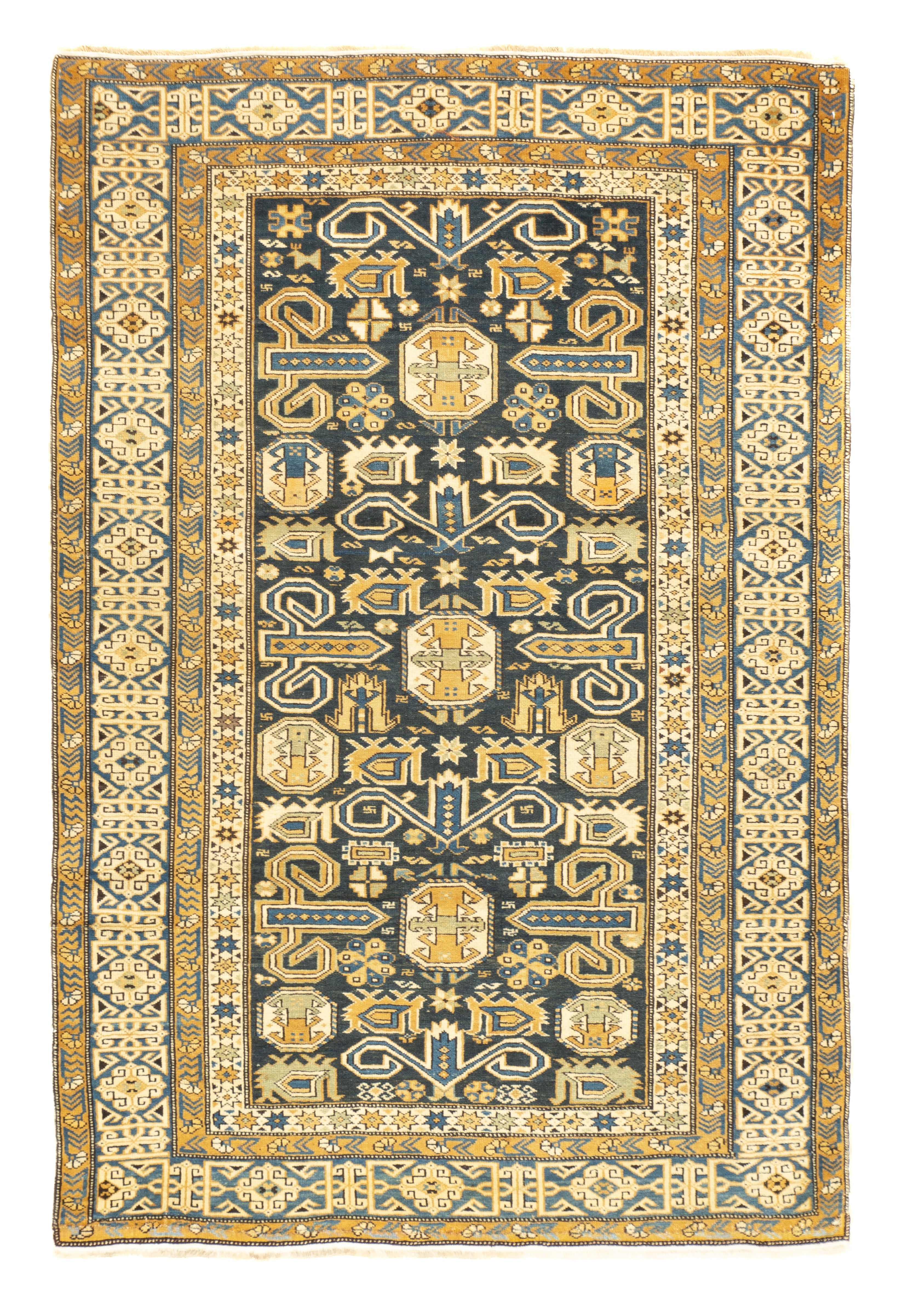 Antique Caucasian Perpedil Rug 3'3'' x 4'11''